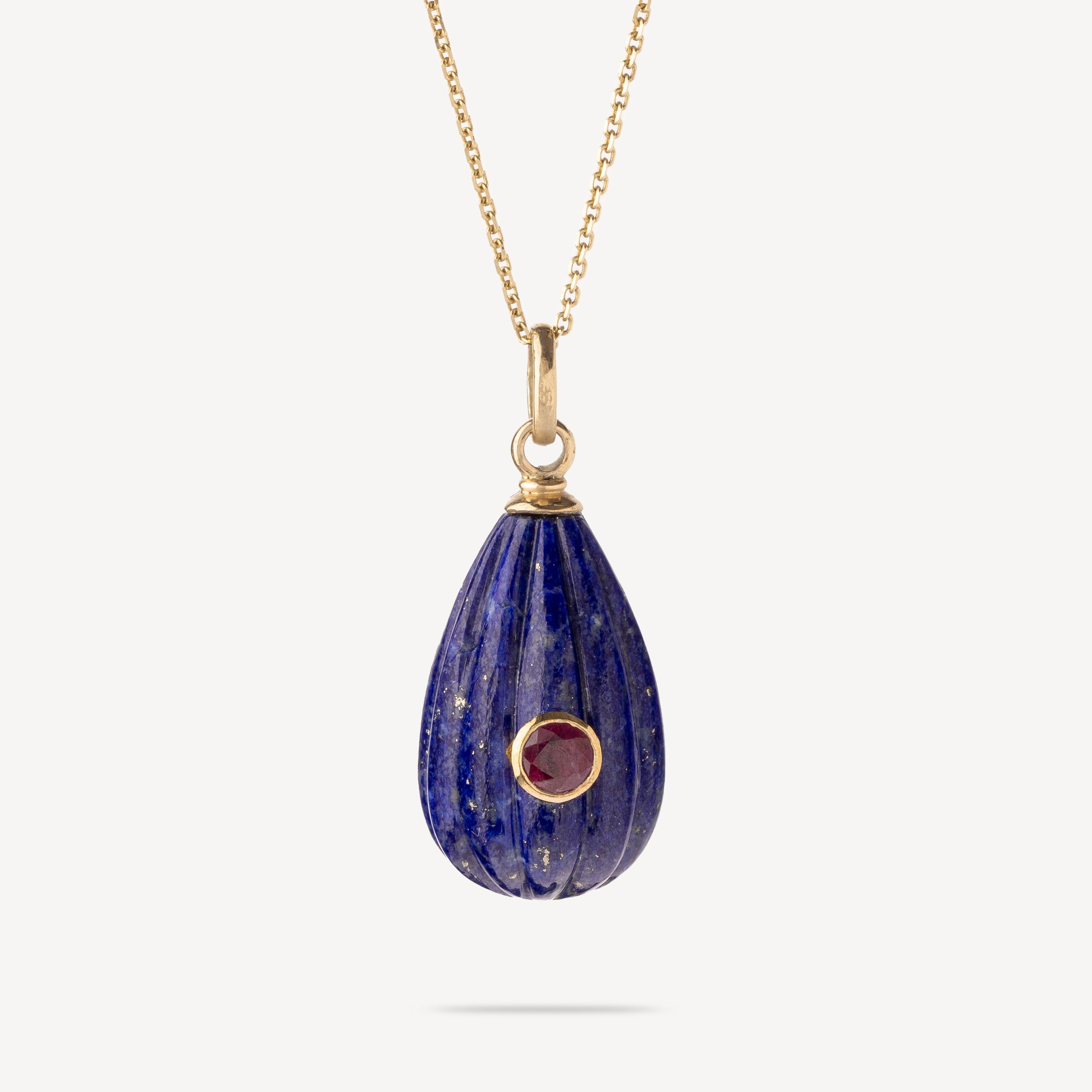Lapis gold and ruby necklace