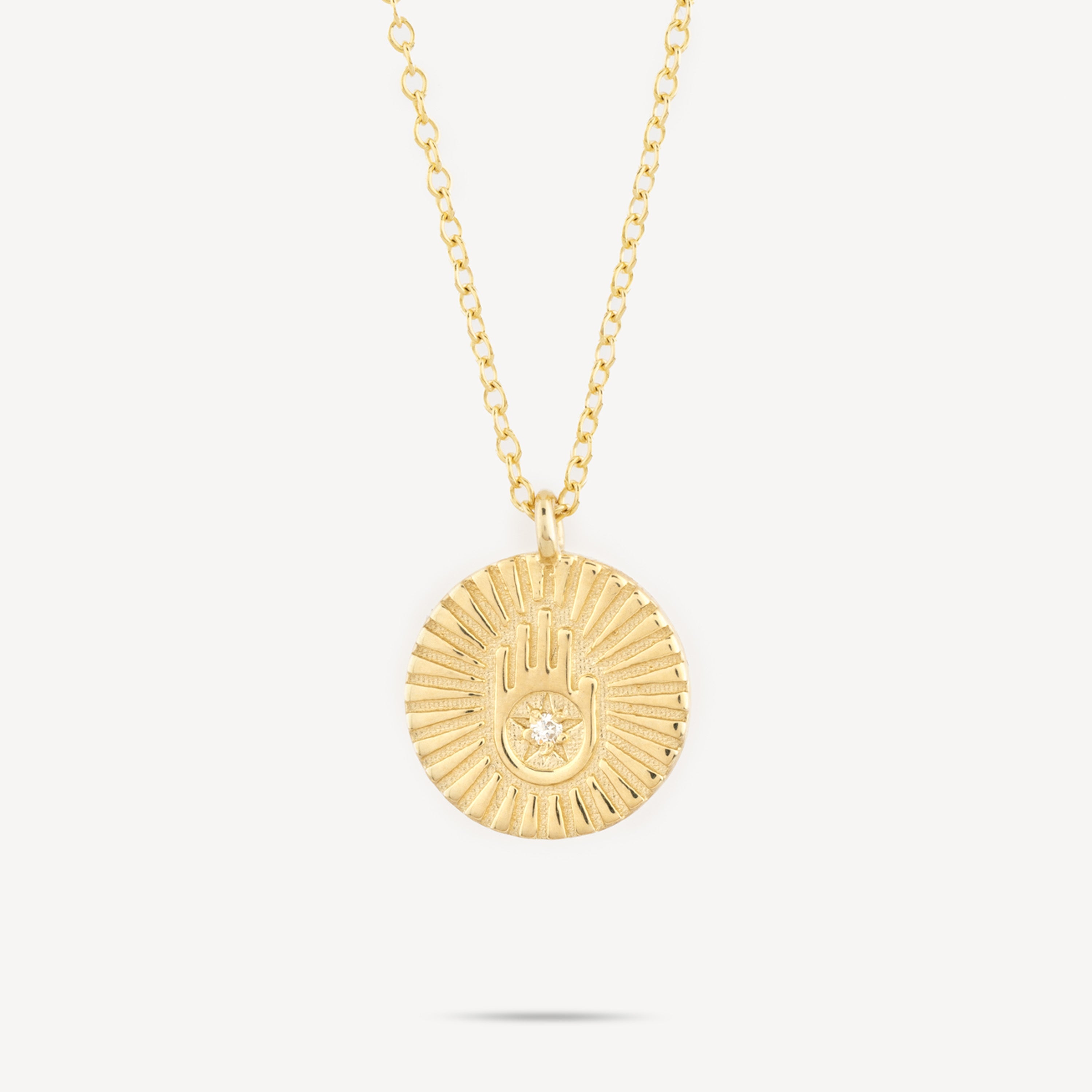 Golden Medal Hamsa Diamond Necklace