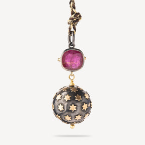 Ruby stars planet necklace
