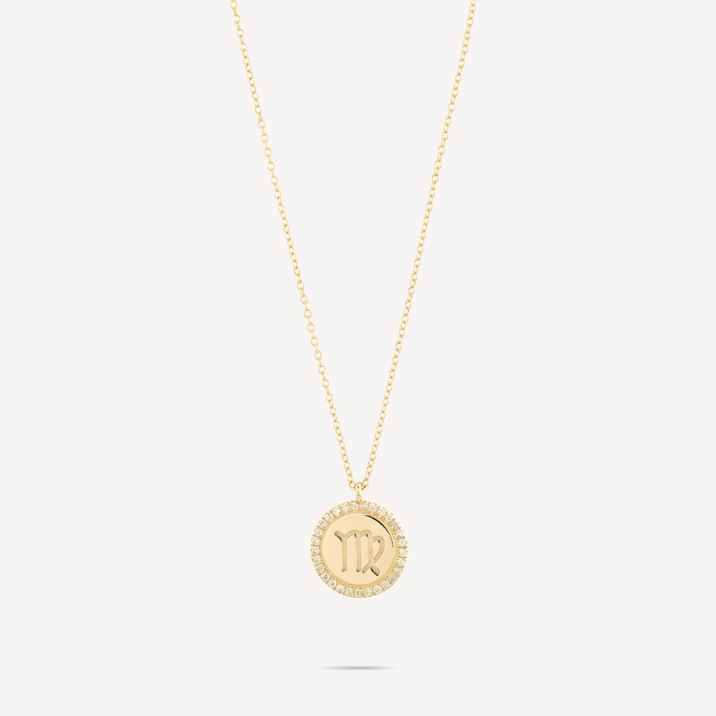 Virgo Zodiac Medal Diamond Necklace