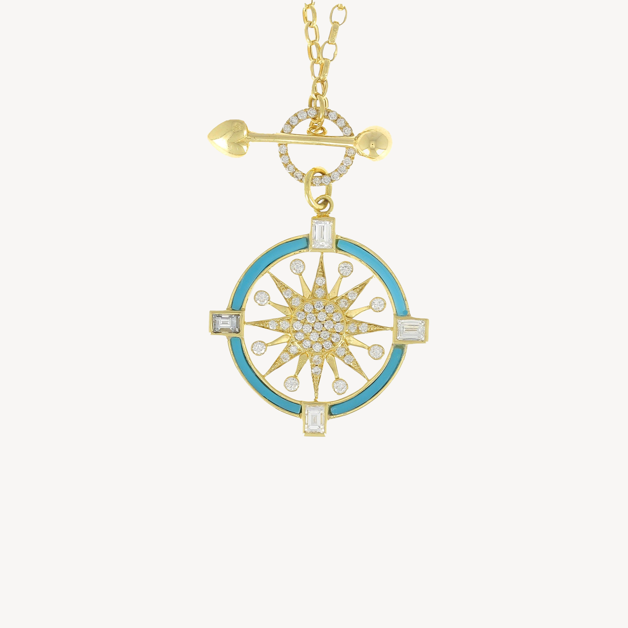Compass Necklace with Turquoise