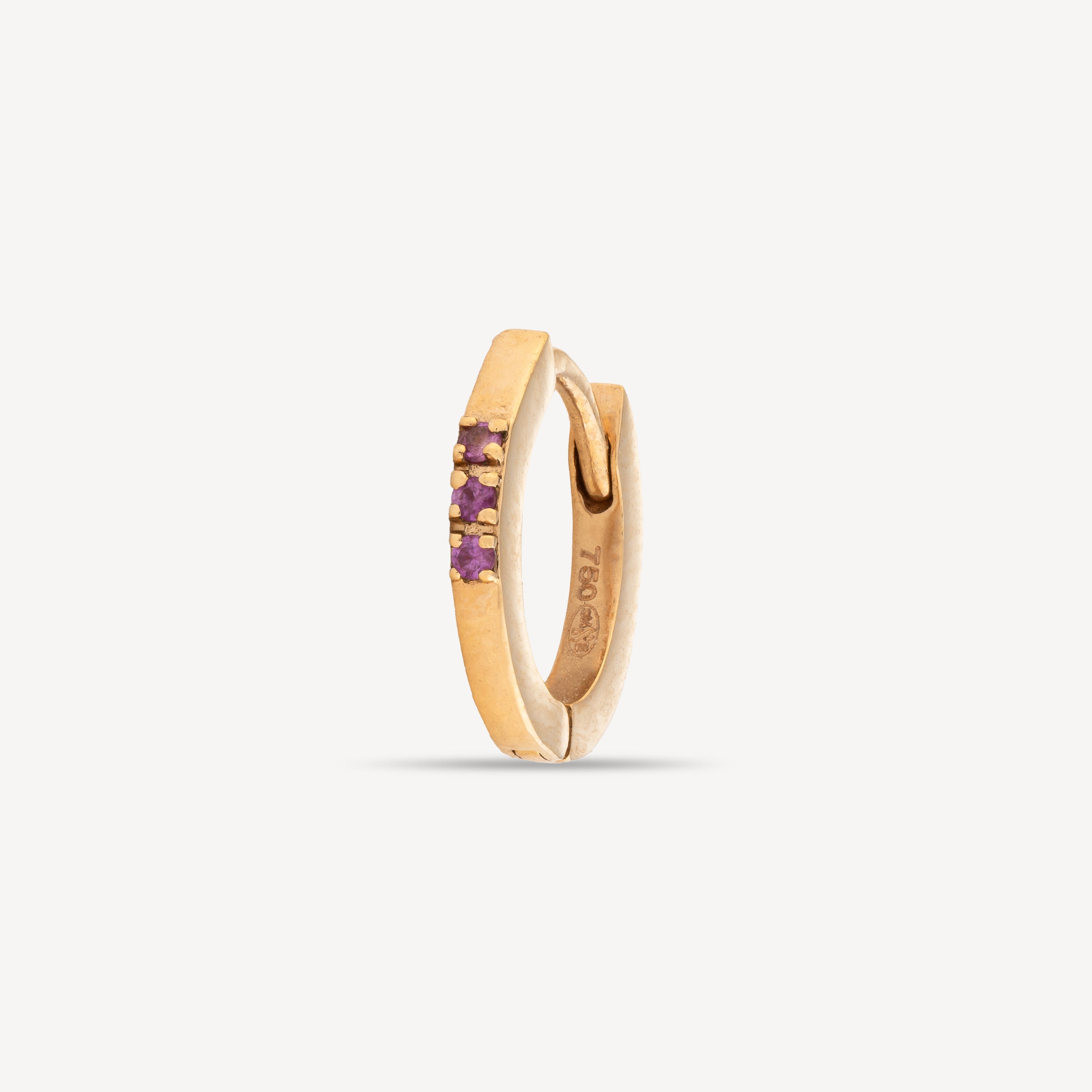 Creole 3 pink sapphires rose gold