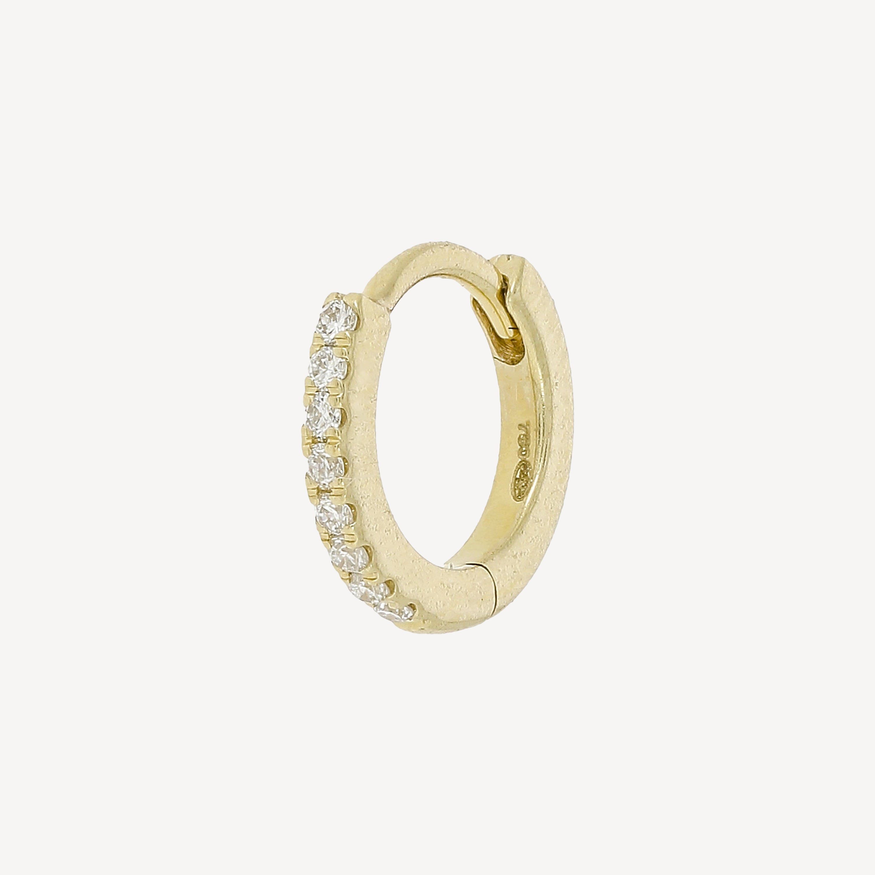6.5mm Half Paved Hoop Yellow Gold