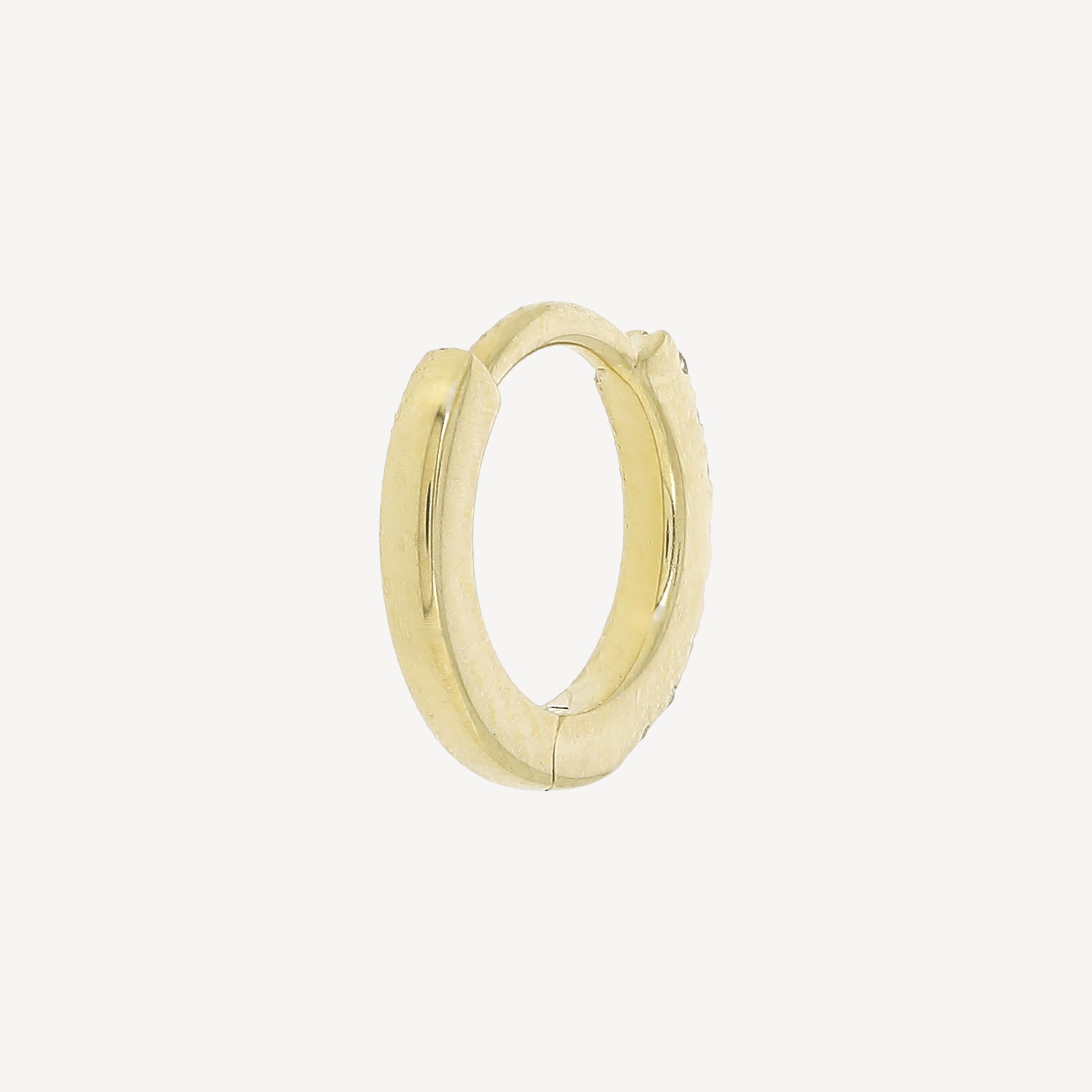 6.5mm Half Paved Hoop Yellow Gold