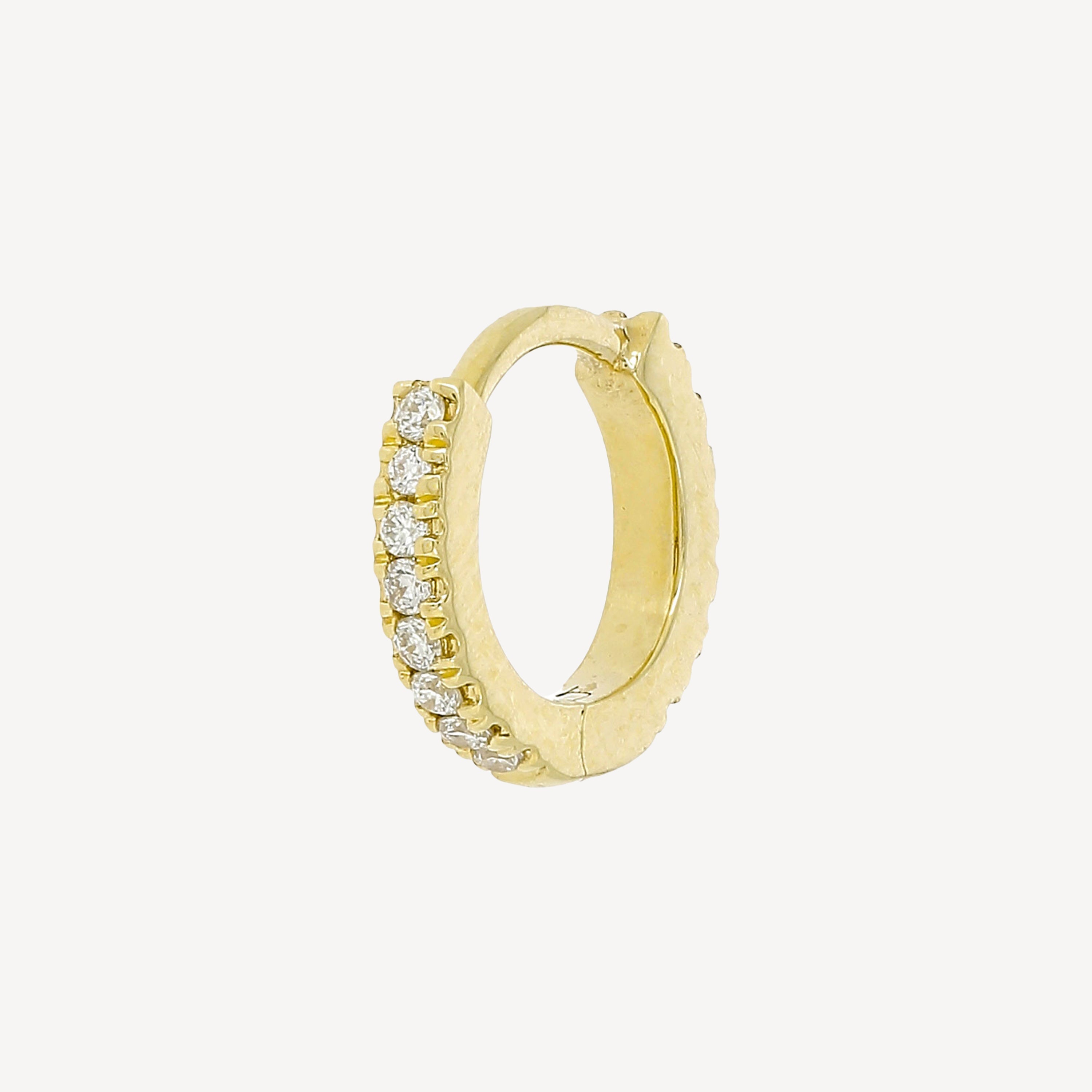 6.5mm Full Paved Hoop Yellow Gold