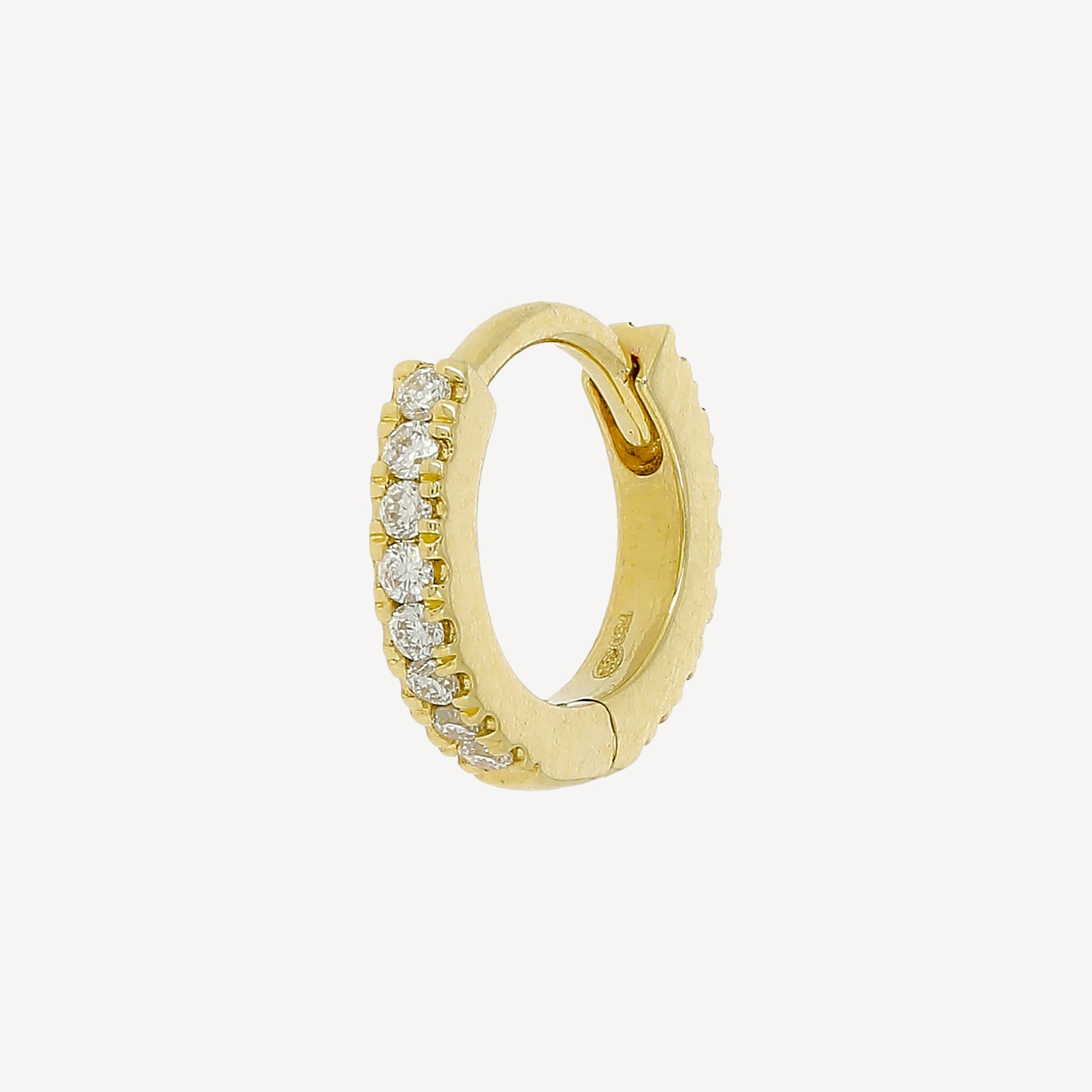 6.5mm Full Paved Hoop Yellow Gold