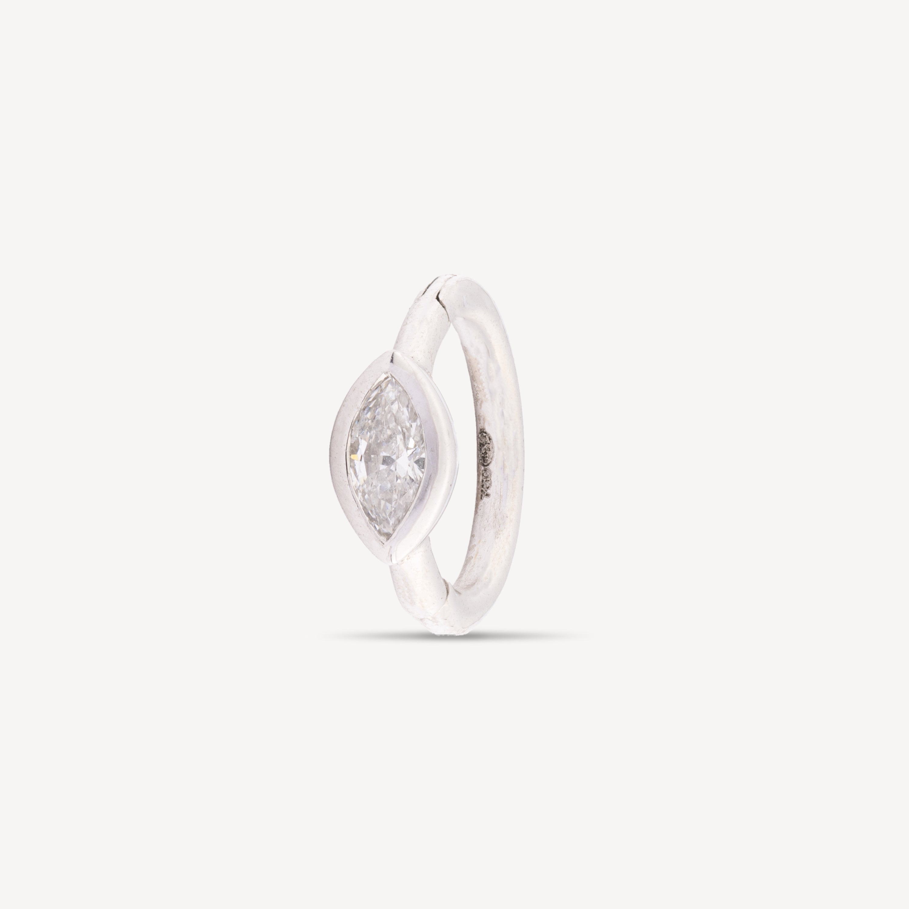 White gold 3x2mm marquise diamond 6.5mm hoop