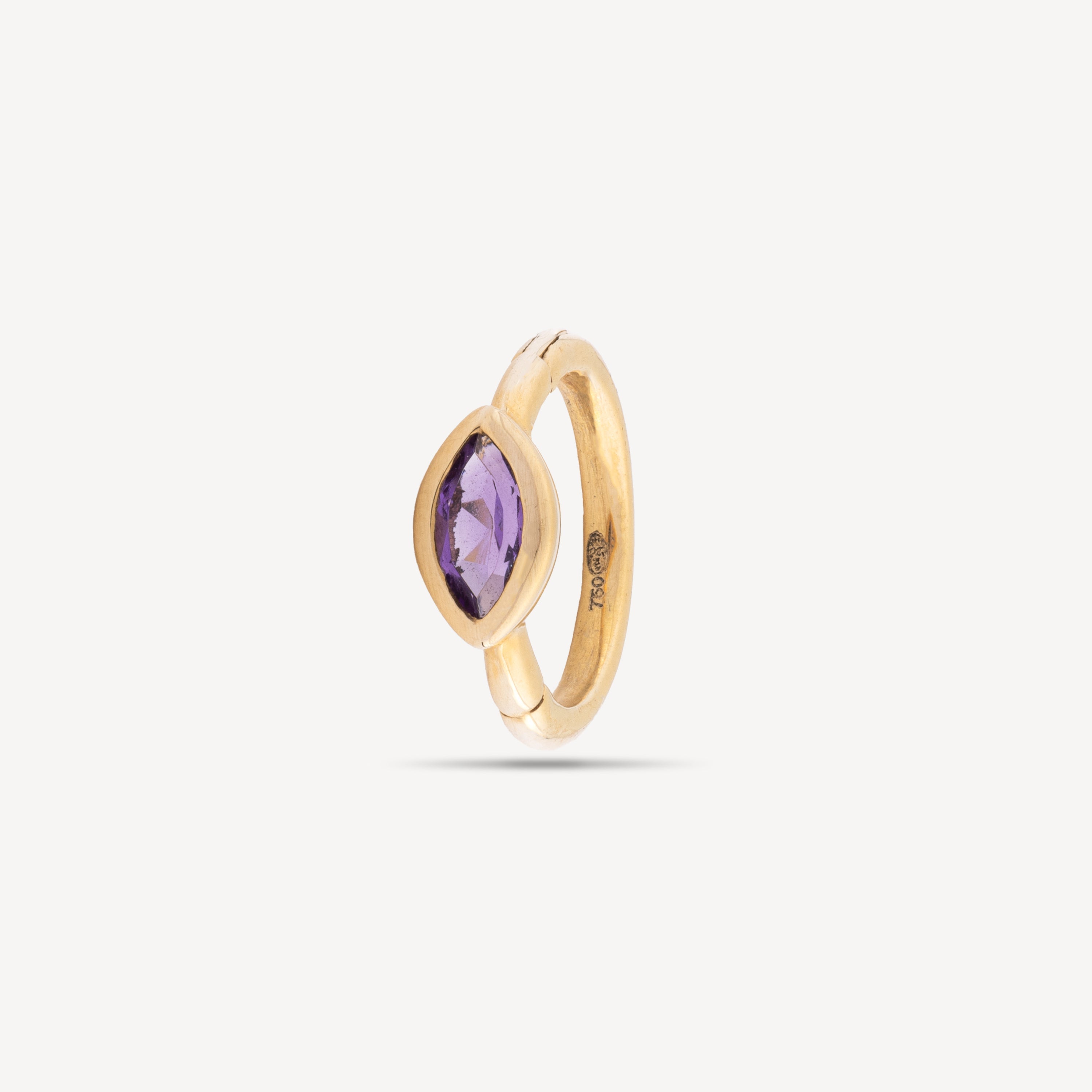 Yellow gold 3x2mm marquise amethyst 6.5mm hoop