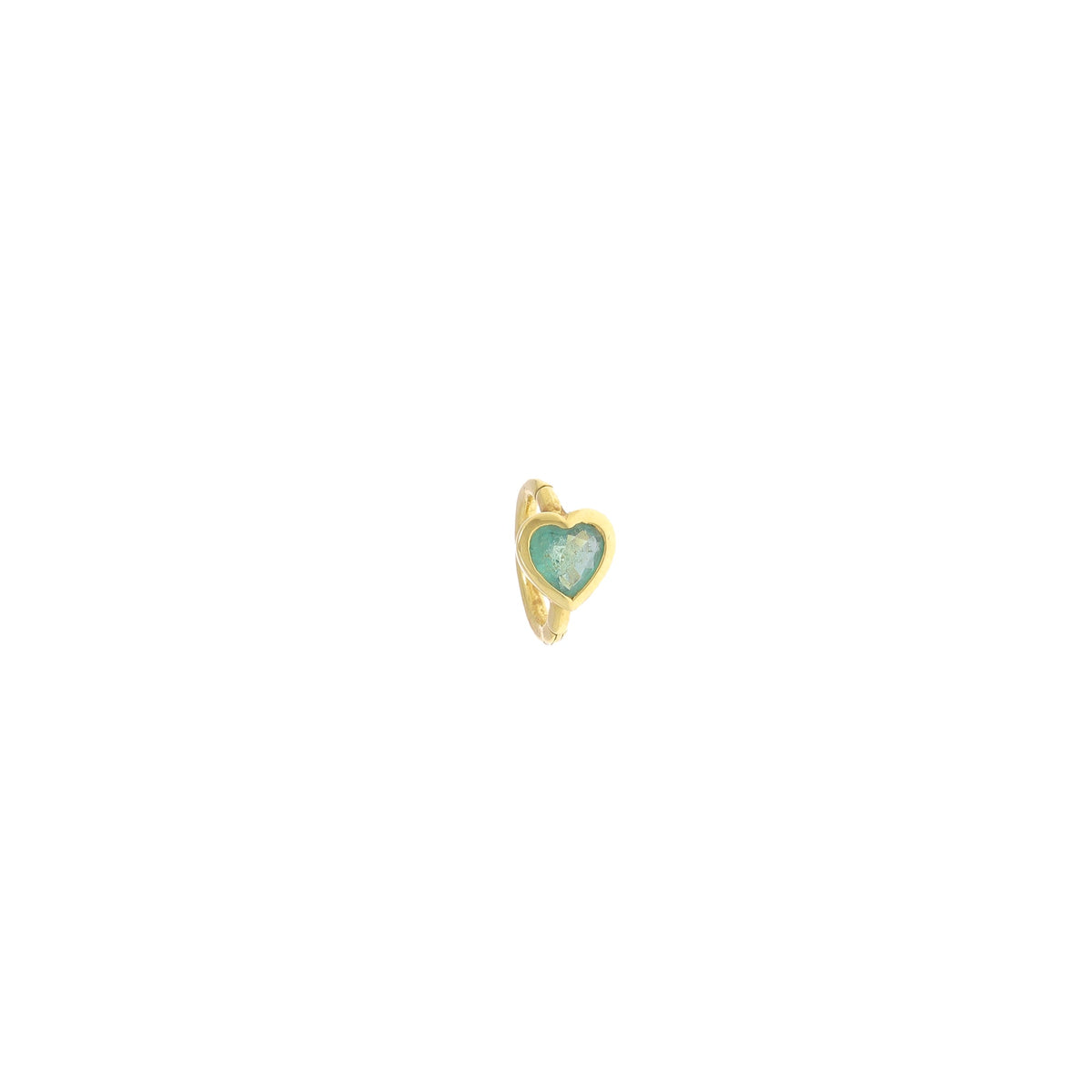 6.5mm Emerald Heart Yellow Gold Hoop