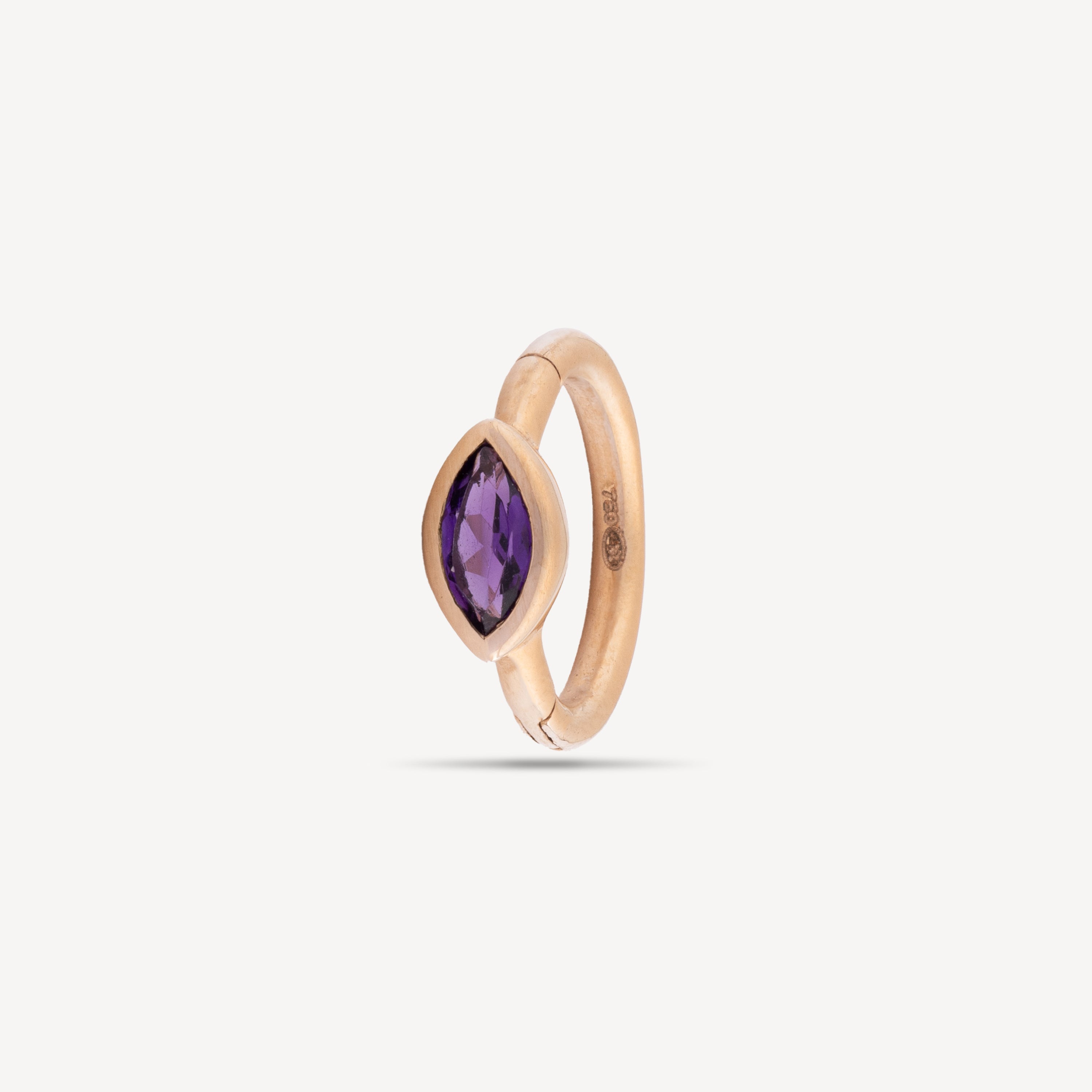 Creole 6.5mm pink gold amethyst marquise 3x2mm