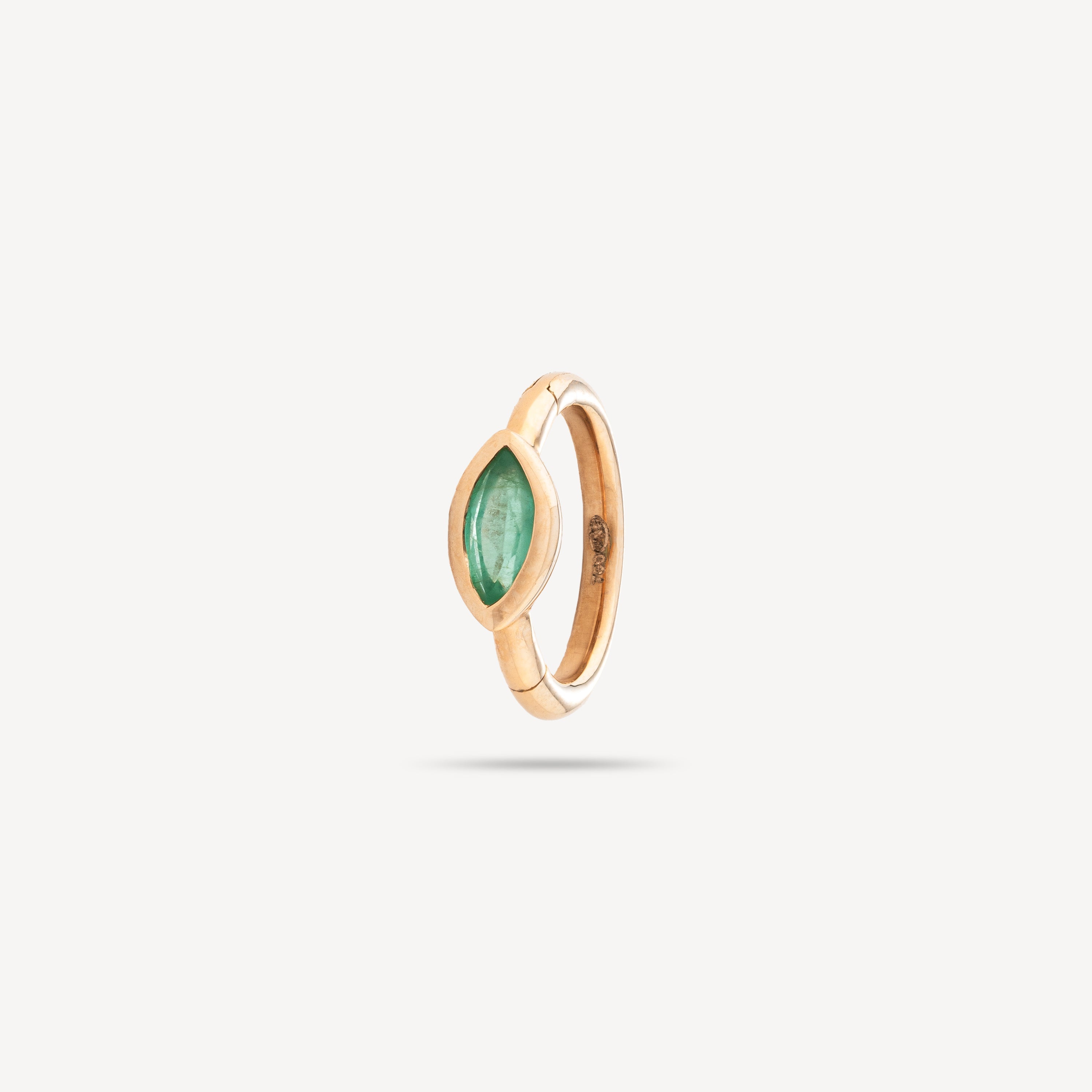 Rose Gold  6.5mm Emerald Marquise 3x2mm Hoop