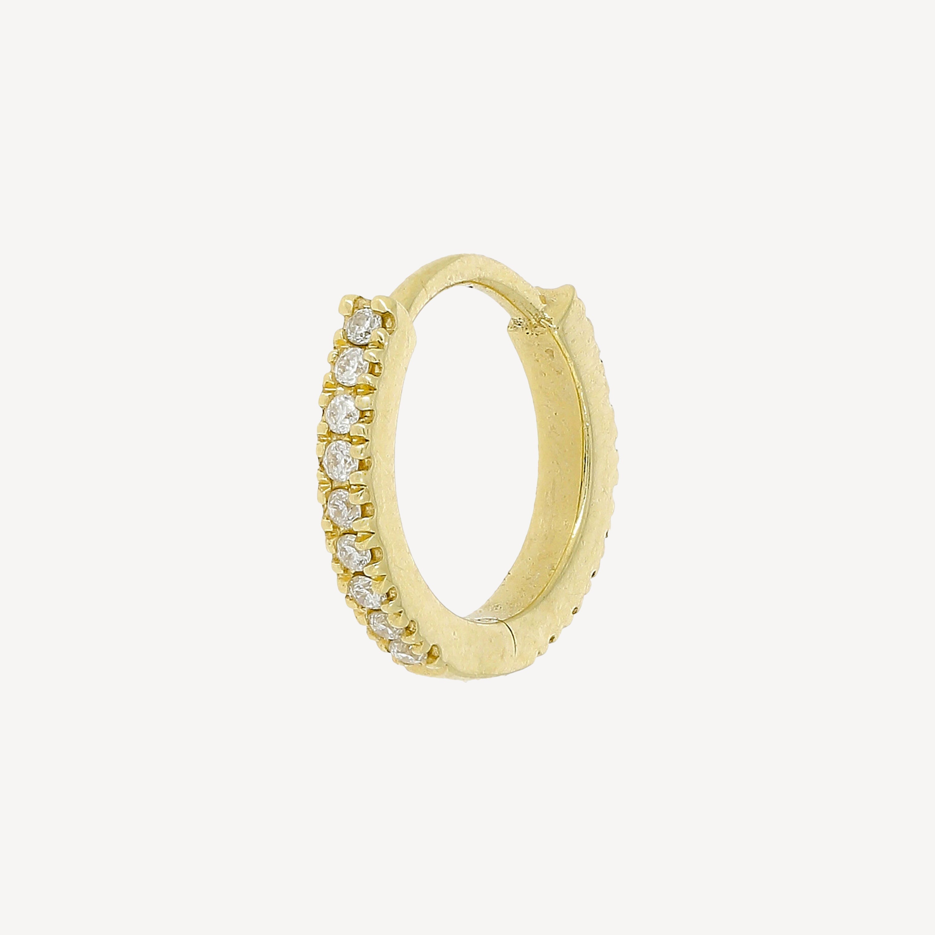8mm Full Paved Hoop Yellow Gold