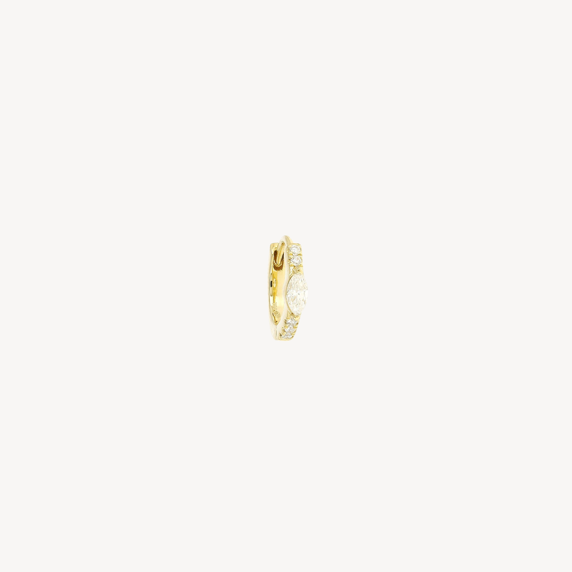 8mm 4.5mm Marquise Half Paved Hoop Yellow Gold