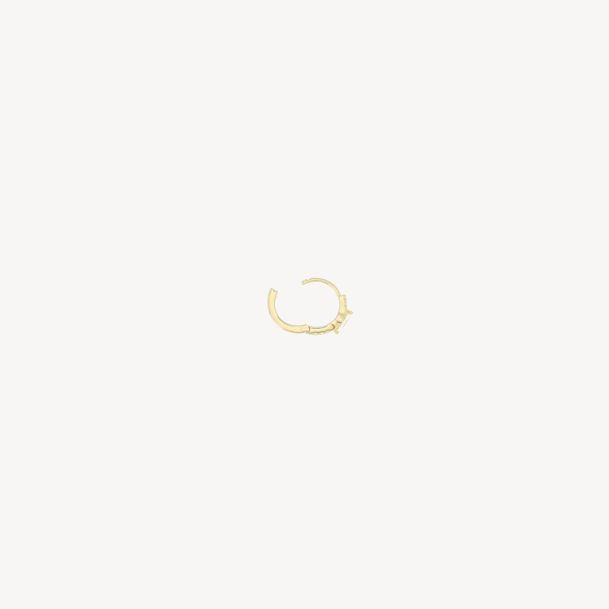 8mm 4.5mm Marquise Half Paved Hoop Yellow Gold