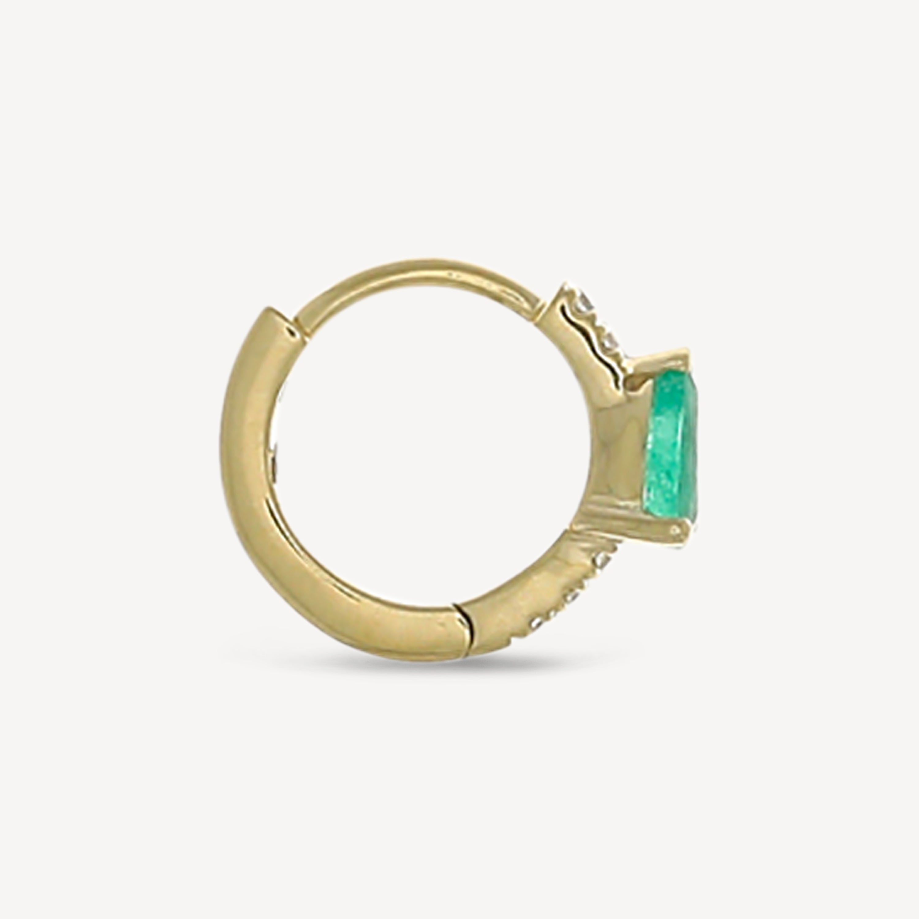Yellow Gold 8mm 4.5x3mm Emerald Pear Half Paved Hoop