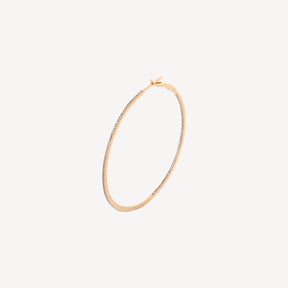 Rose Gold Diamond Paved Solitaire Hoop Earring
