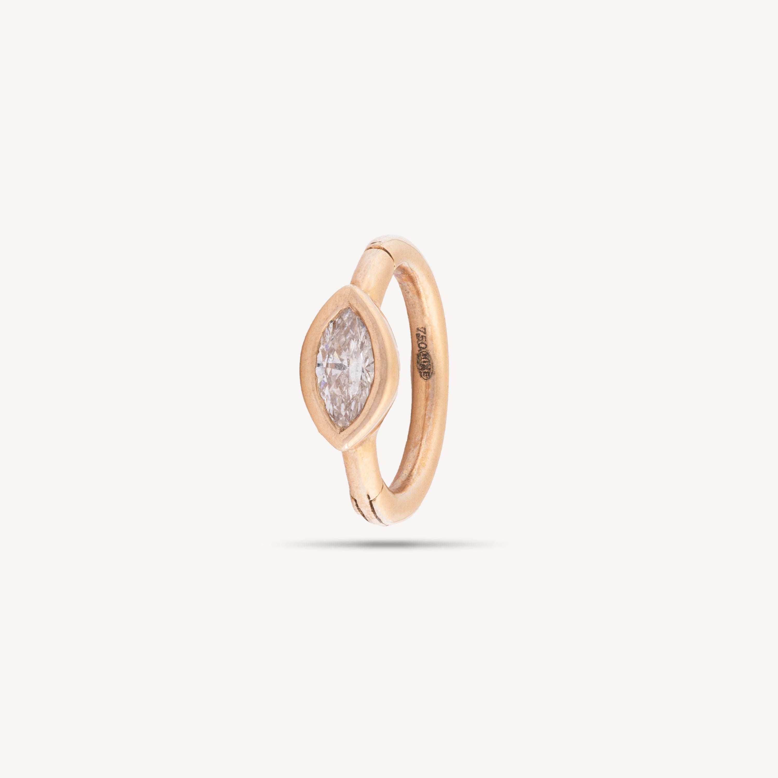 Rose gold 3x2mm marquise diamond 6.5mm hoop