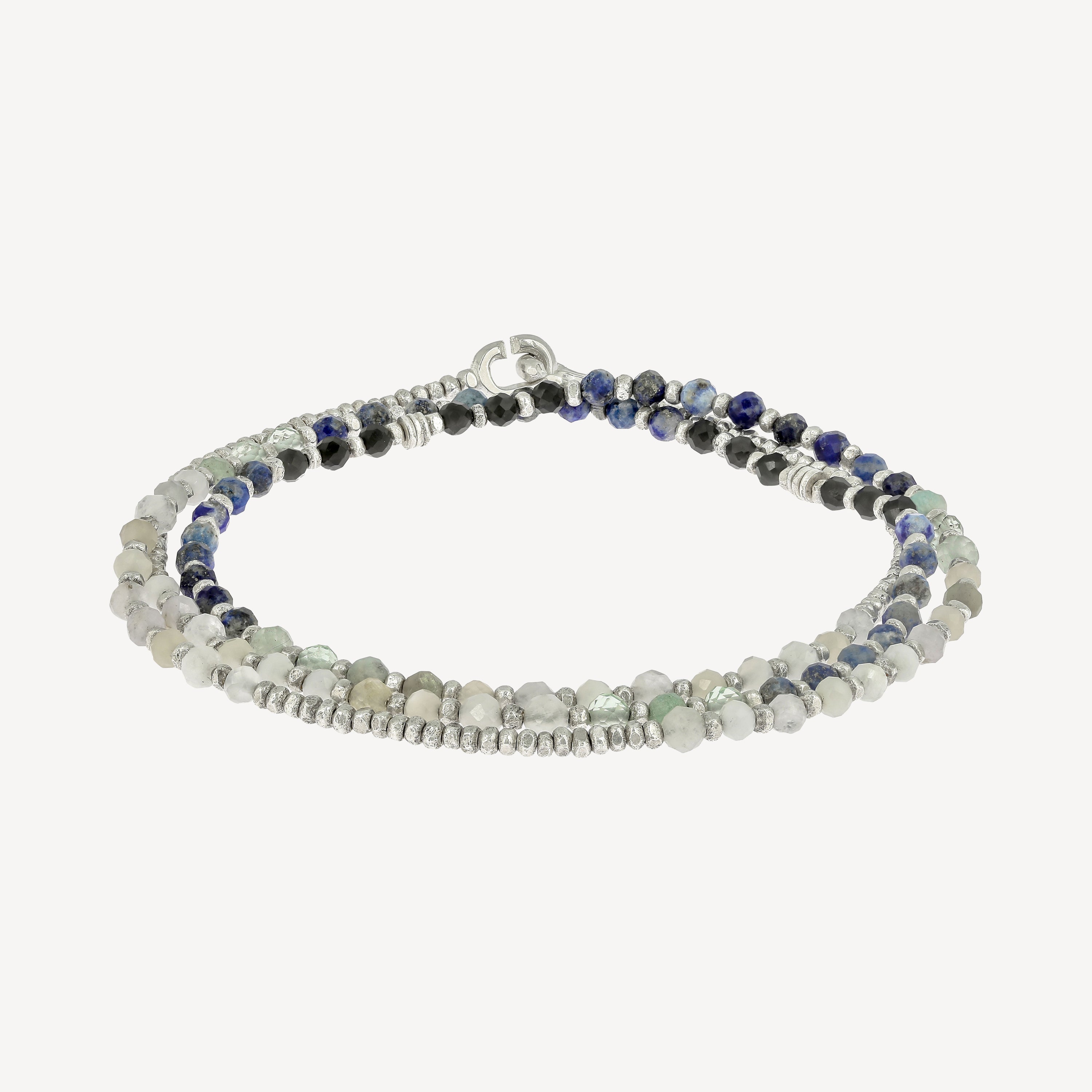 Crystal Triple Wrap Bracelet Blue Pattern