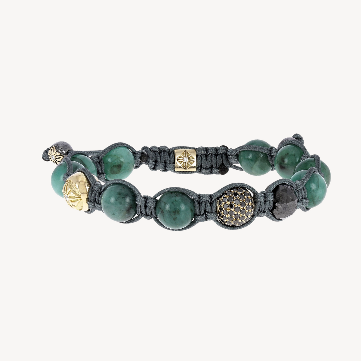 Emerald and Faceted Black Diamond Bracelet