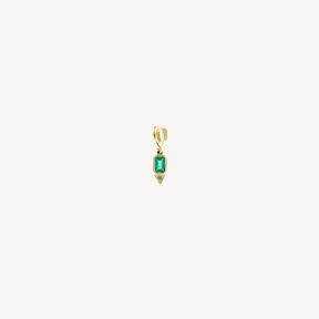 Emerald and Trillion Small Diamond Charm