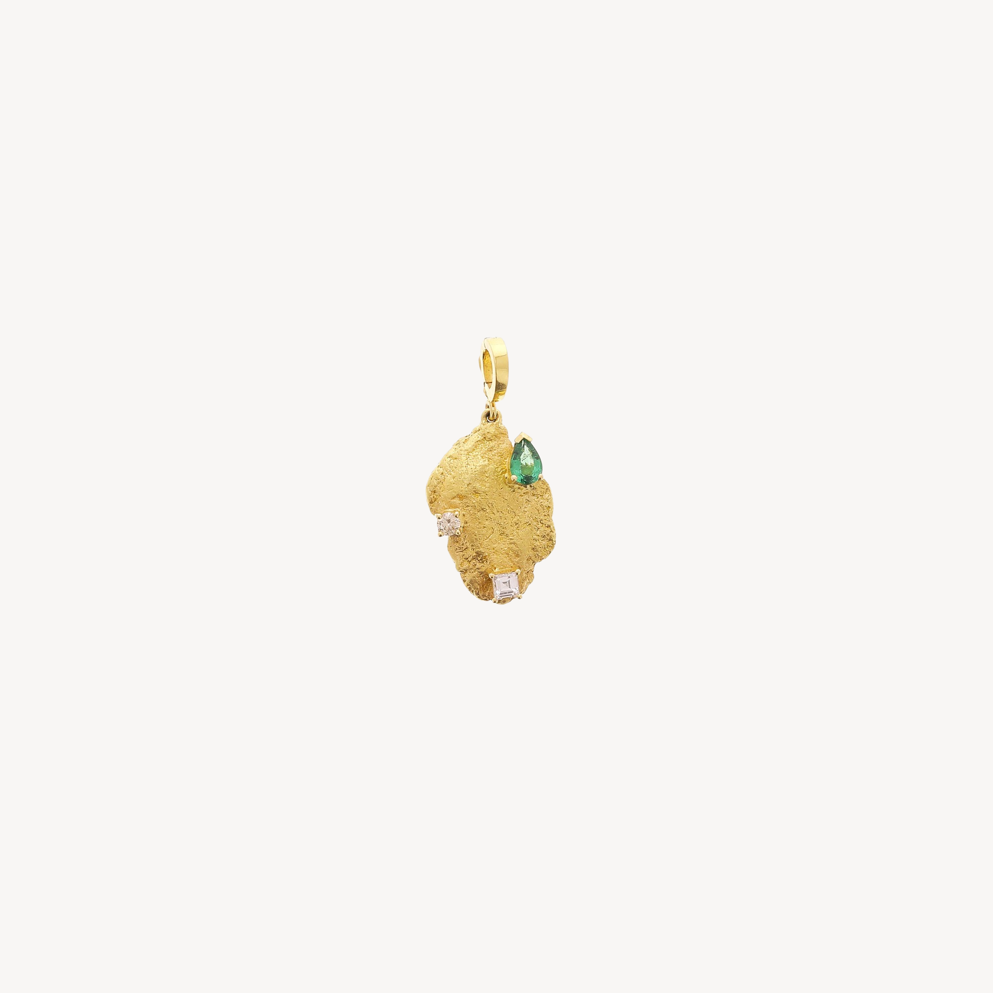 Emerald Scattered Large Gold Nugget Charm