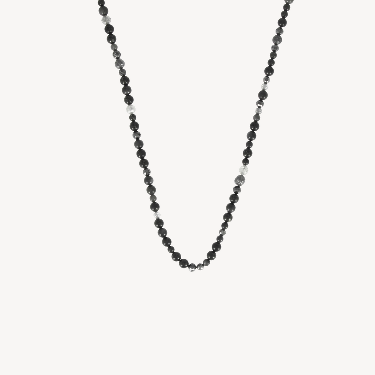 Faceted Light Grey and Black Diamond Necklace