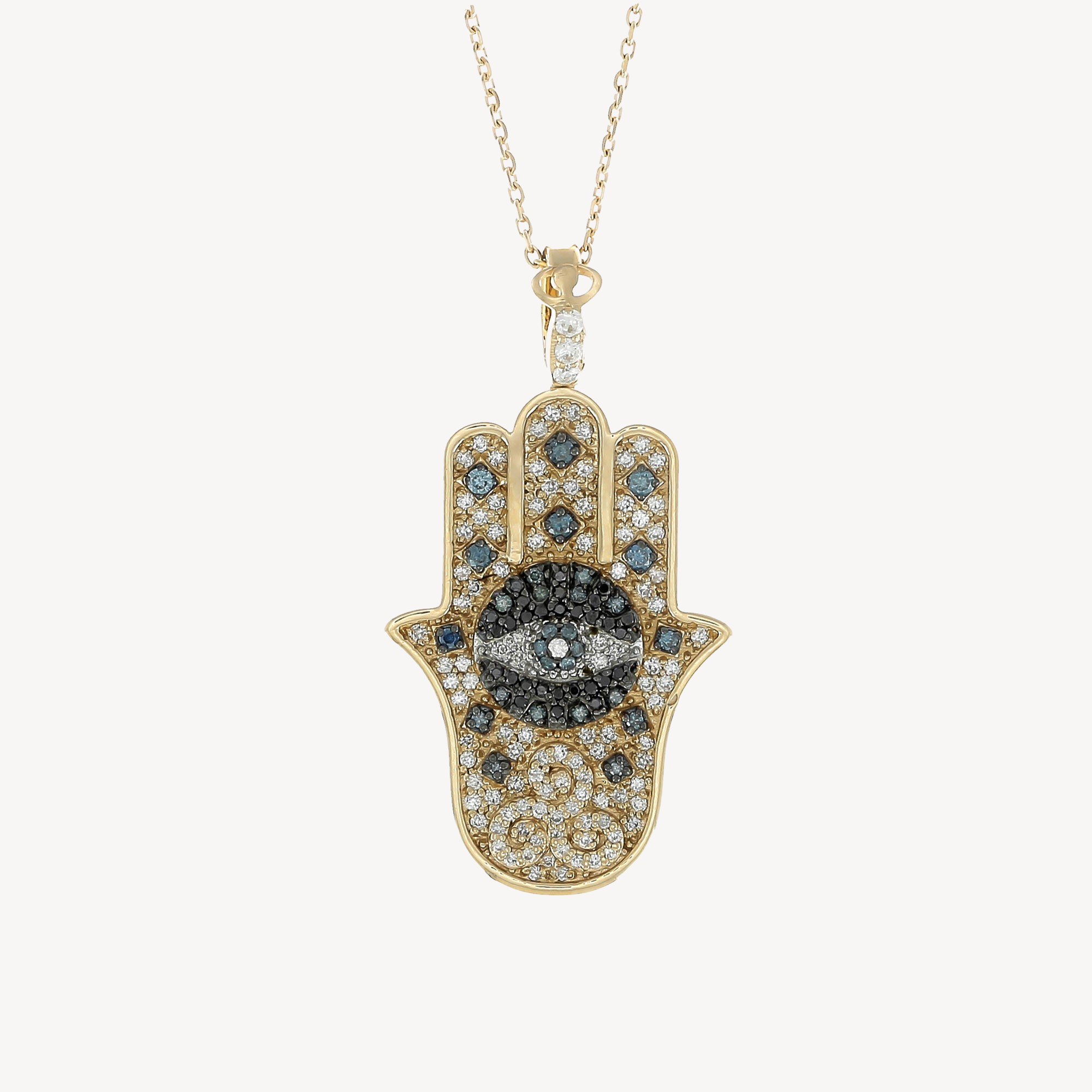 Fatima's Hand Diamond Rose Gold Necklace