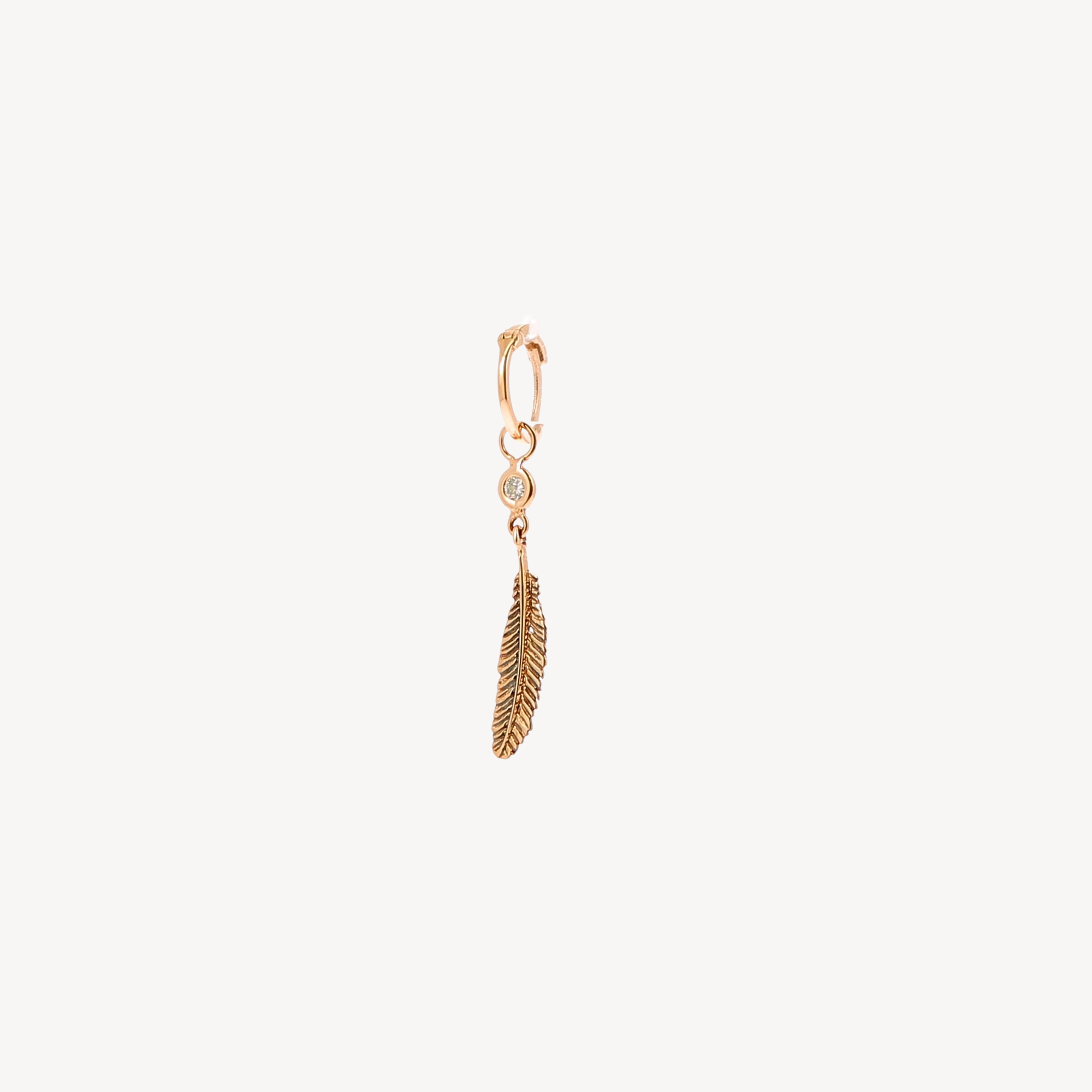 Feather single solitaire diamond earring