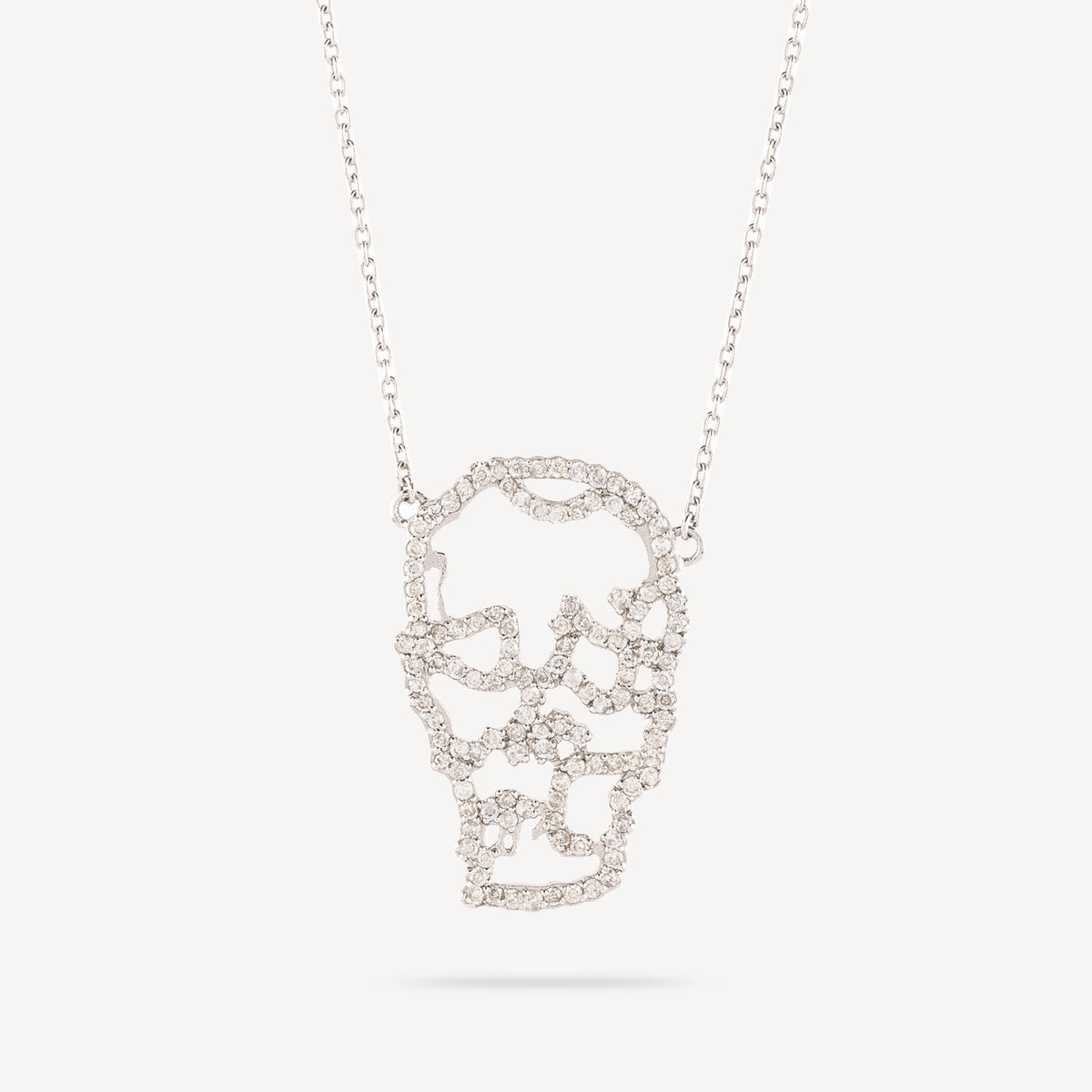 White gold face hanging necklace