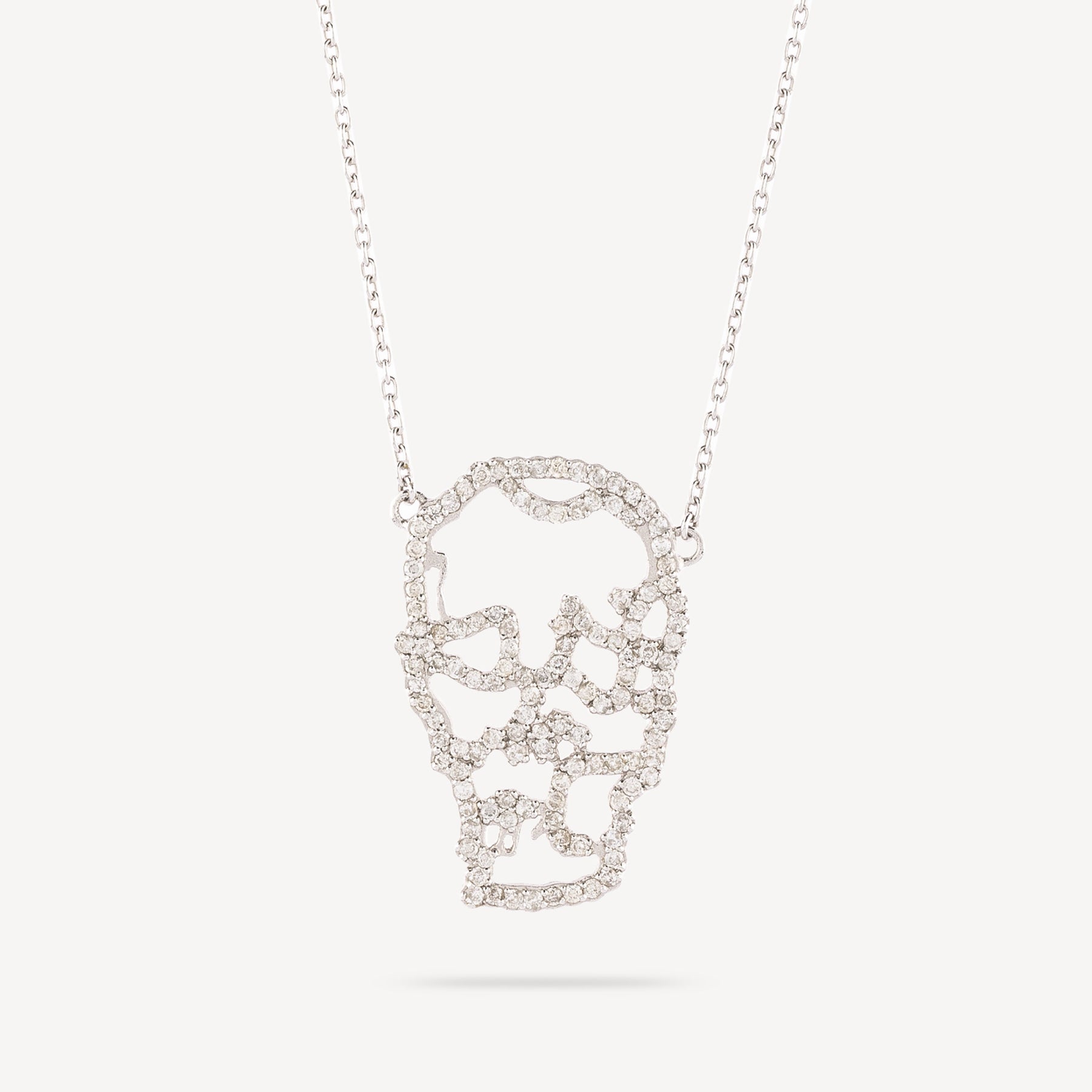 White gold face hanging necklace