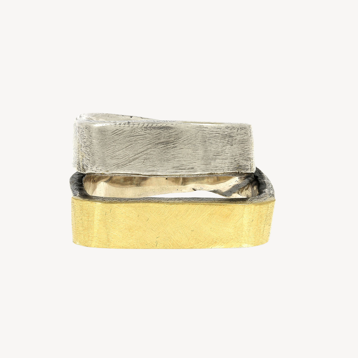 Gold Square Double Ring
