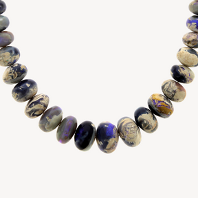 Graduated Purple White Opal Beaded Necklace