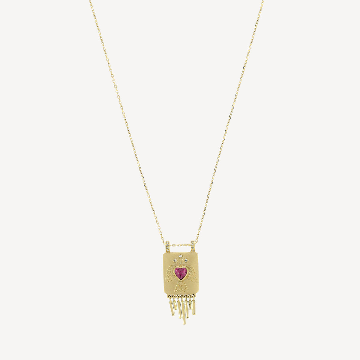 Heart Tourmaline Solid Gold Plate Necklace
