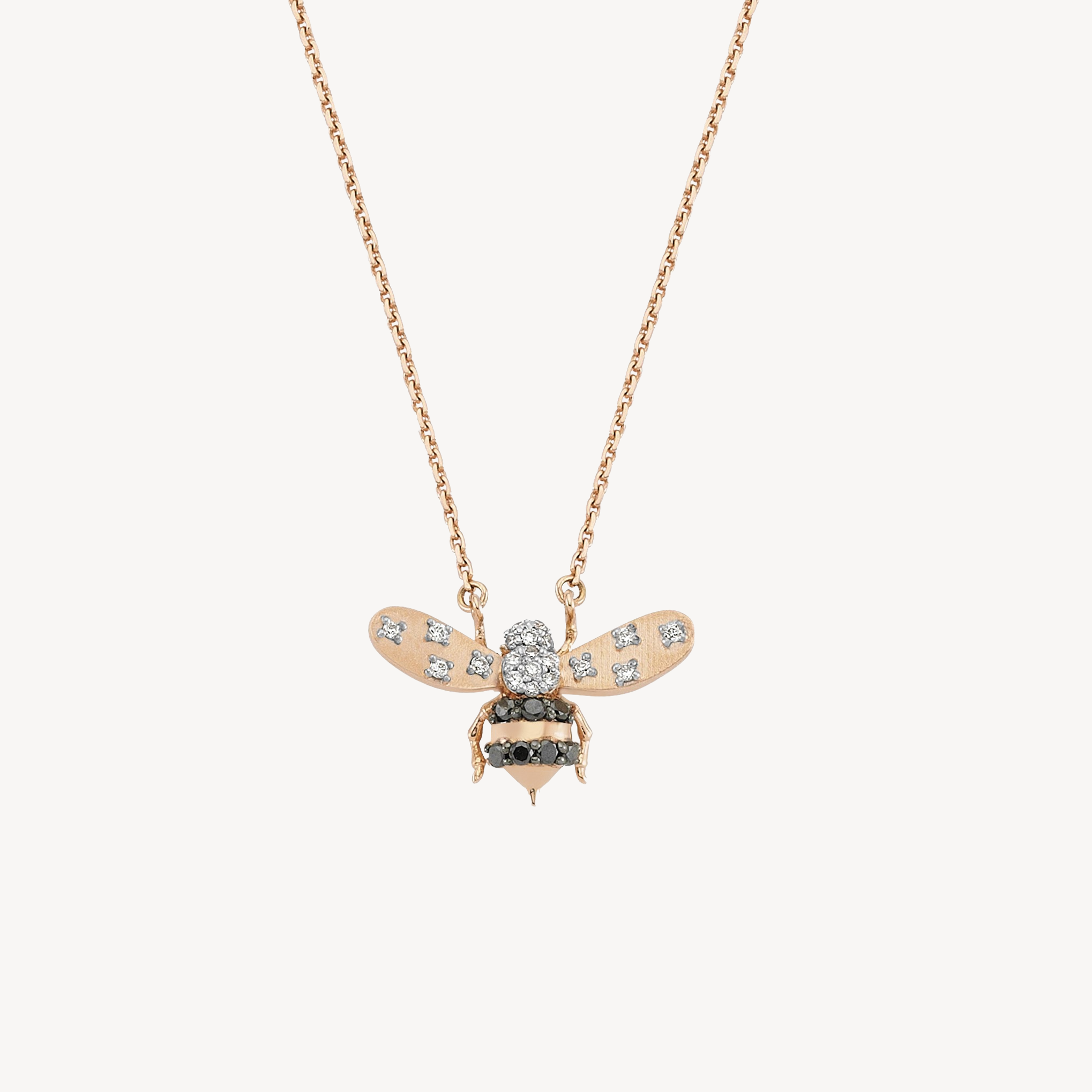 Honey Bee Necklace Black & White Diamond