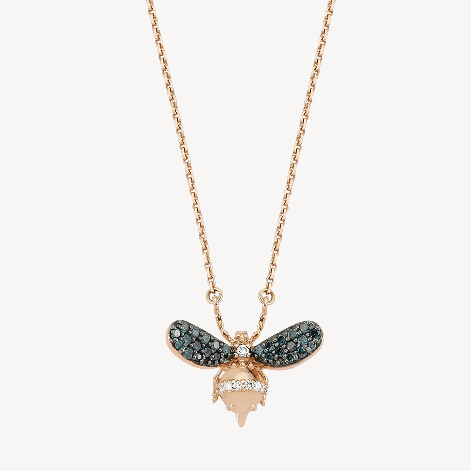 Honey Bee Necklace Blue Diamond