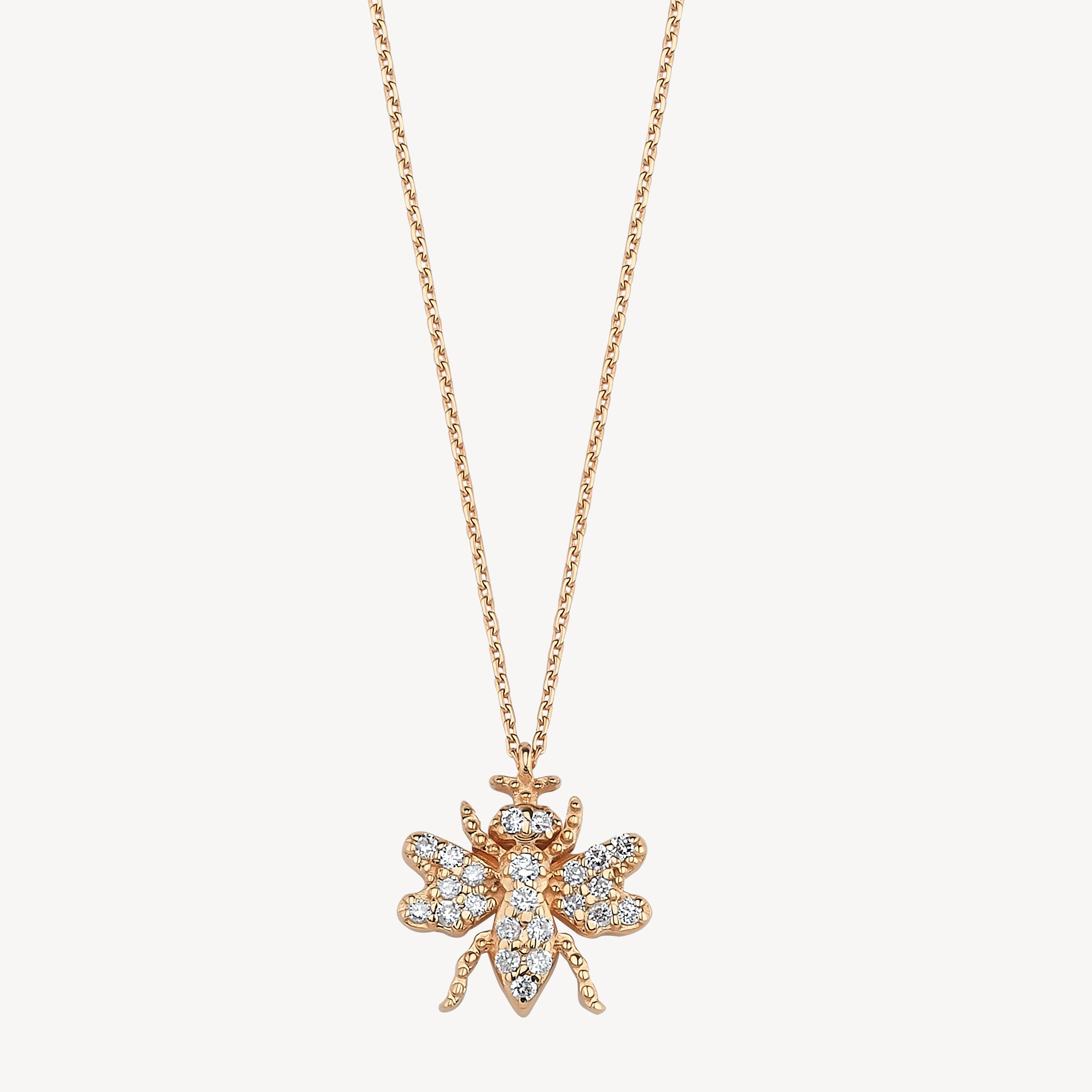 Honey Bee Necklace White Diamond