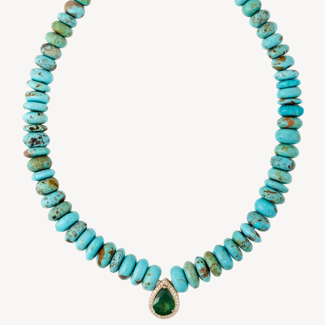 Pave emerald teardrop necklace