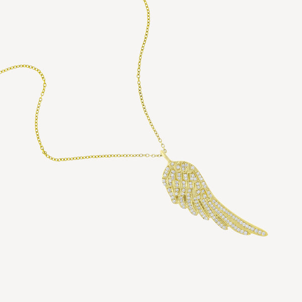 Sterling Silver Detailed Angel Wing Necklace UK,