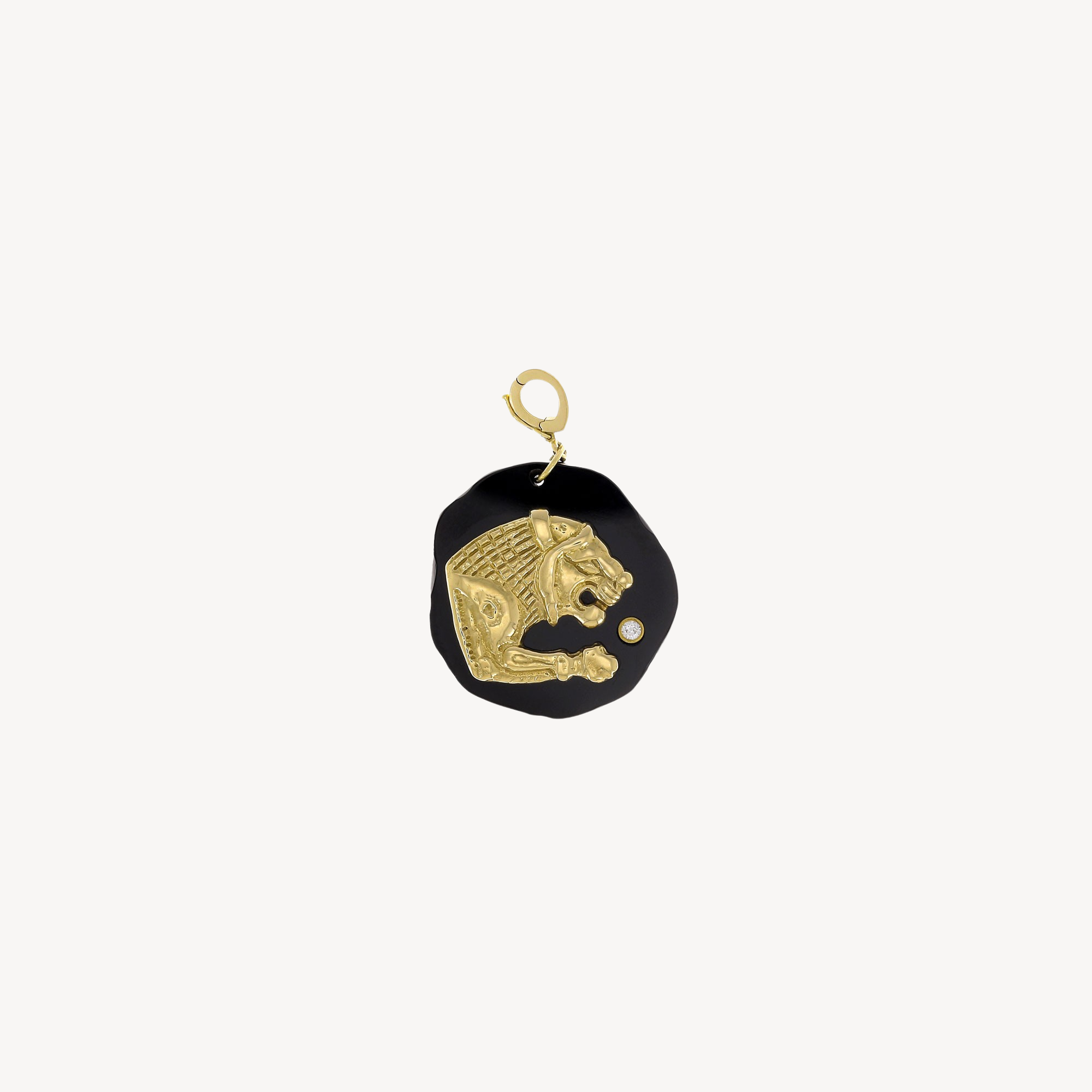 Lion Black Onyx Large Amulet