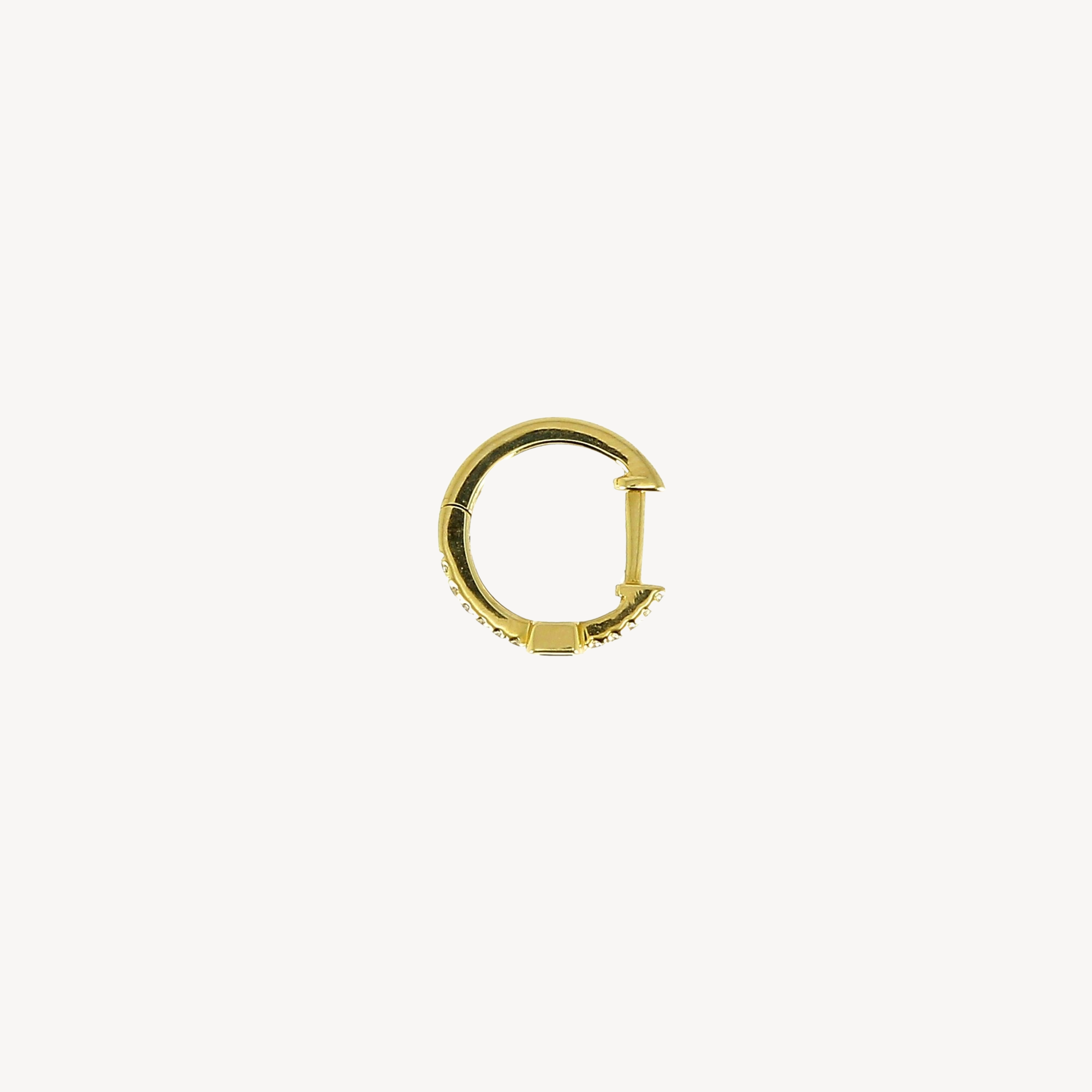 Yellow Gold Baguette Pave Diamond Hoop