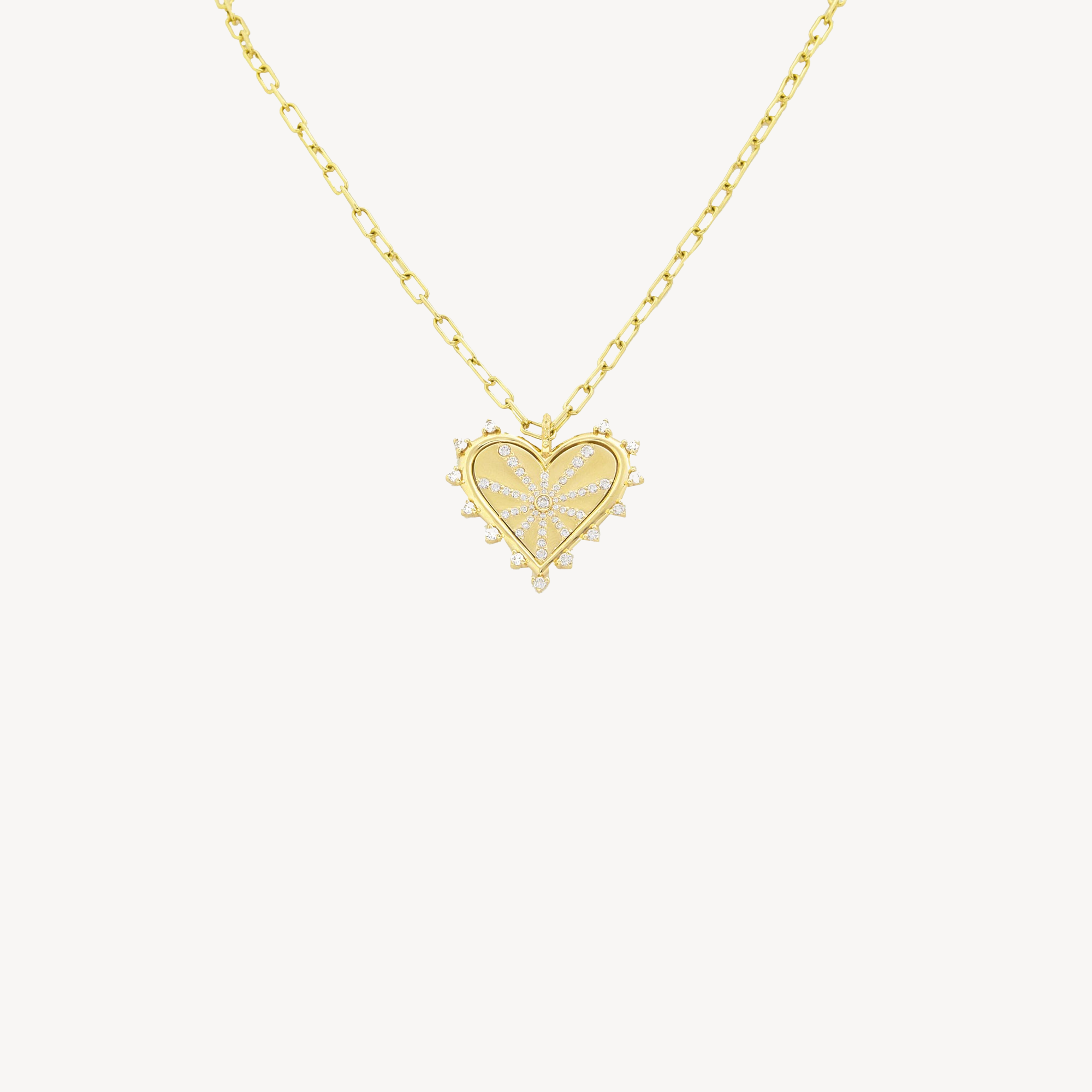 Pave Spiked Heart Coin Necklace