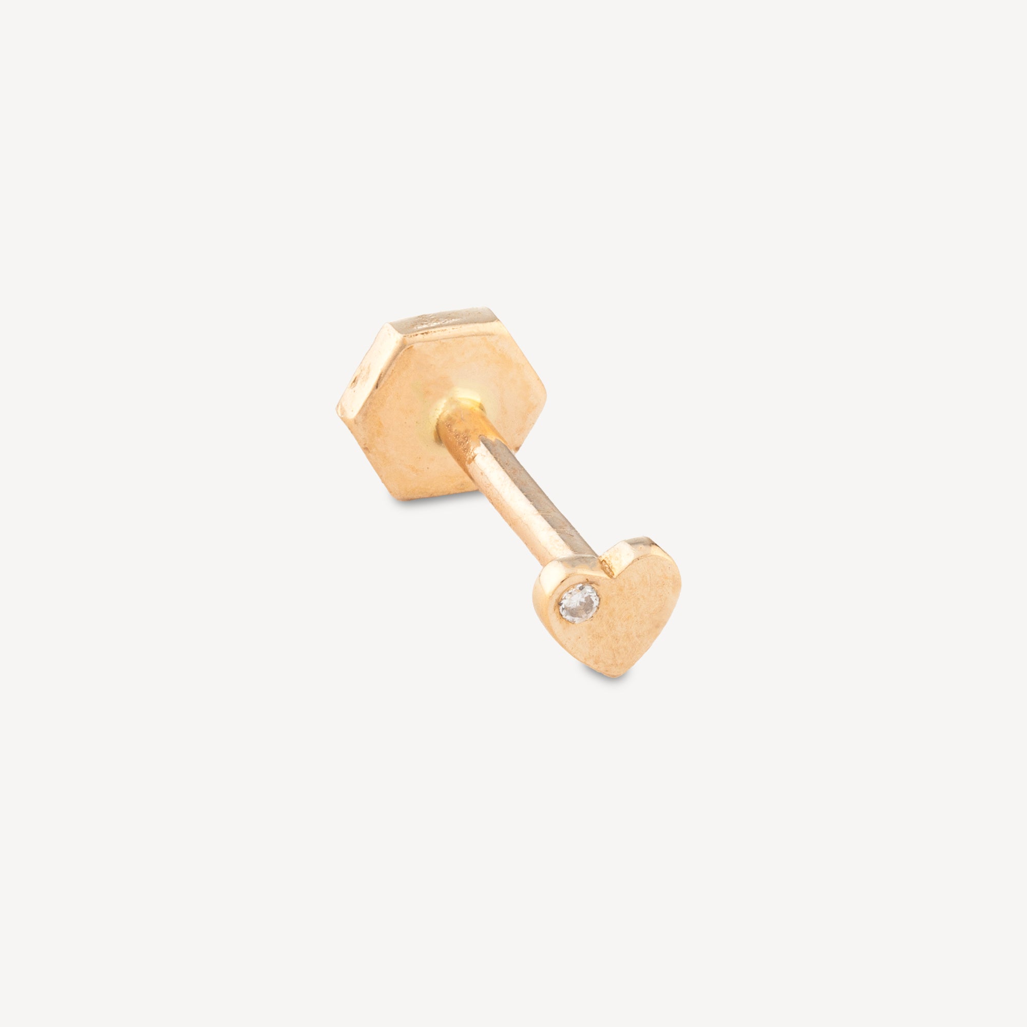 Piercing 8mm Heart Solitaire Diamond Rose Gold