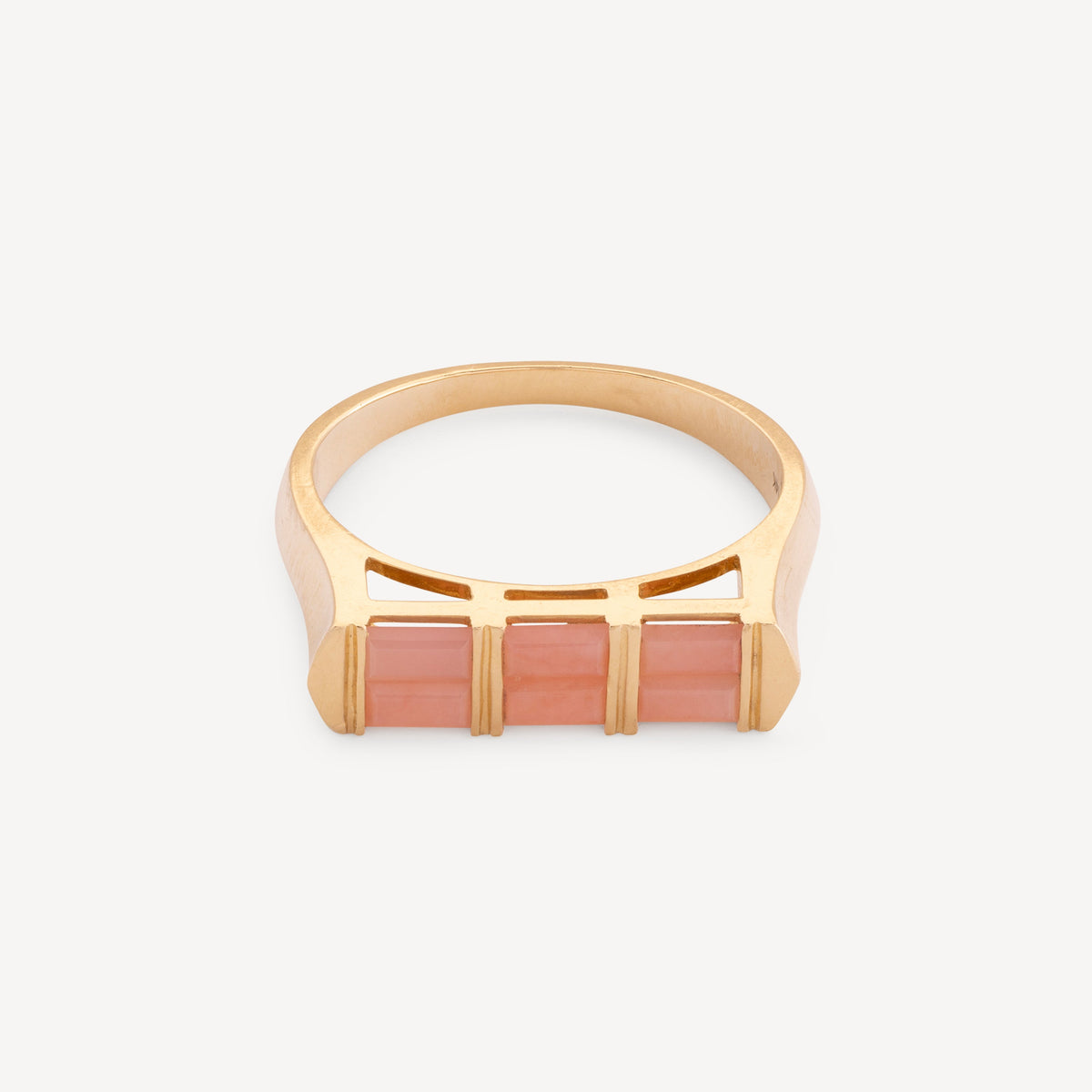 Pink Opal Double Baguette Ring