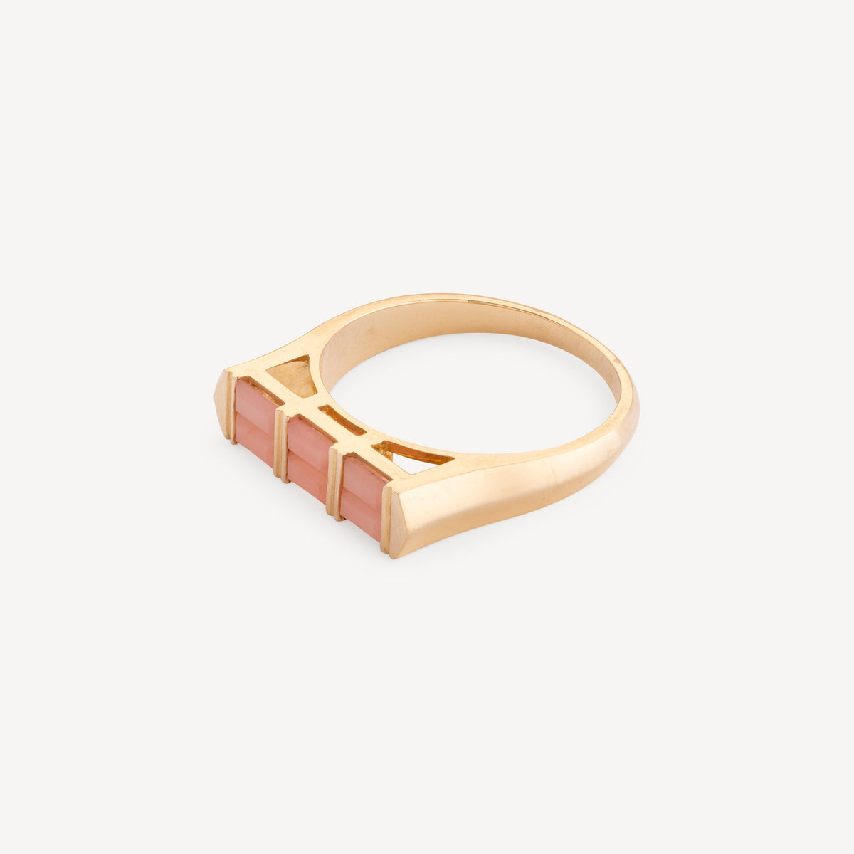 Pink Opal Double Baguette Ring