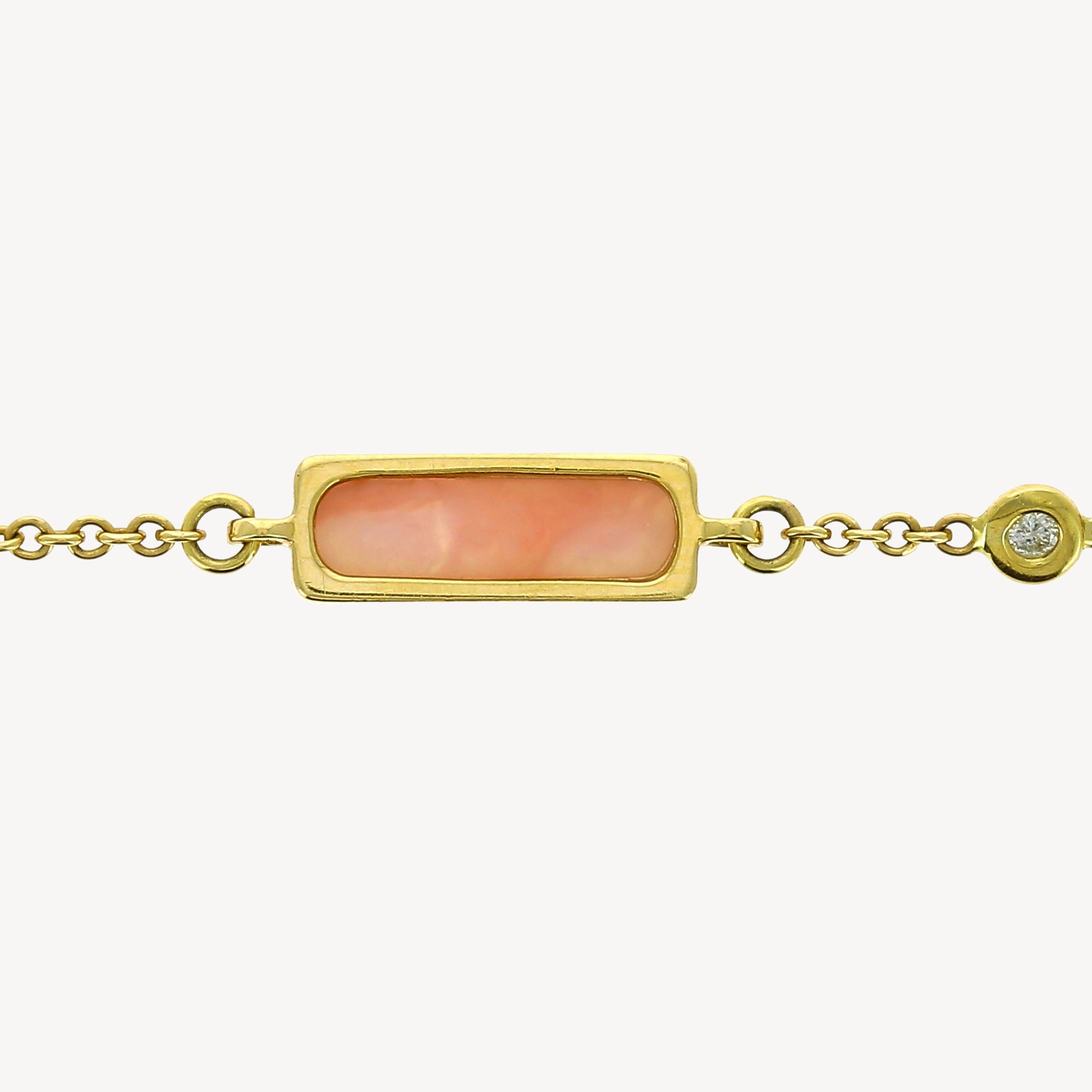 Rectangle pink opal necklace with clip charm