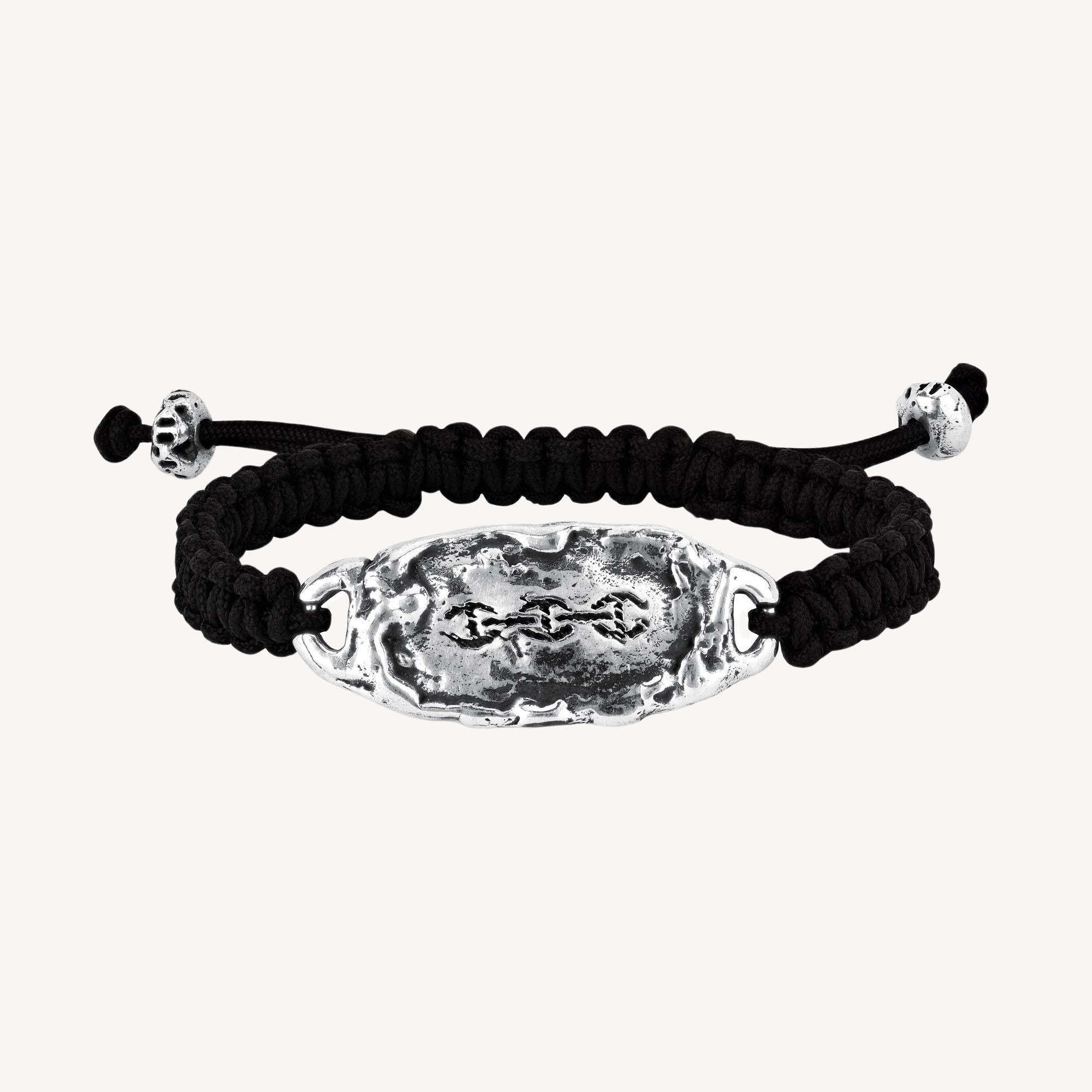 Sacred plate bracelet black cord