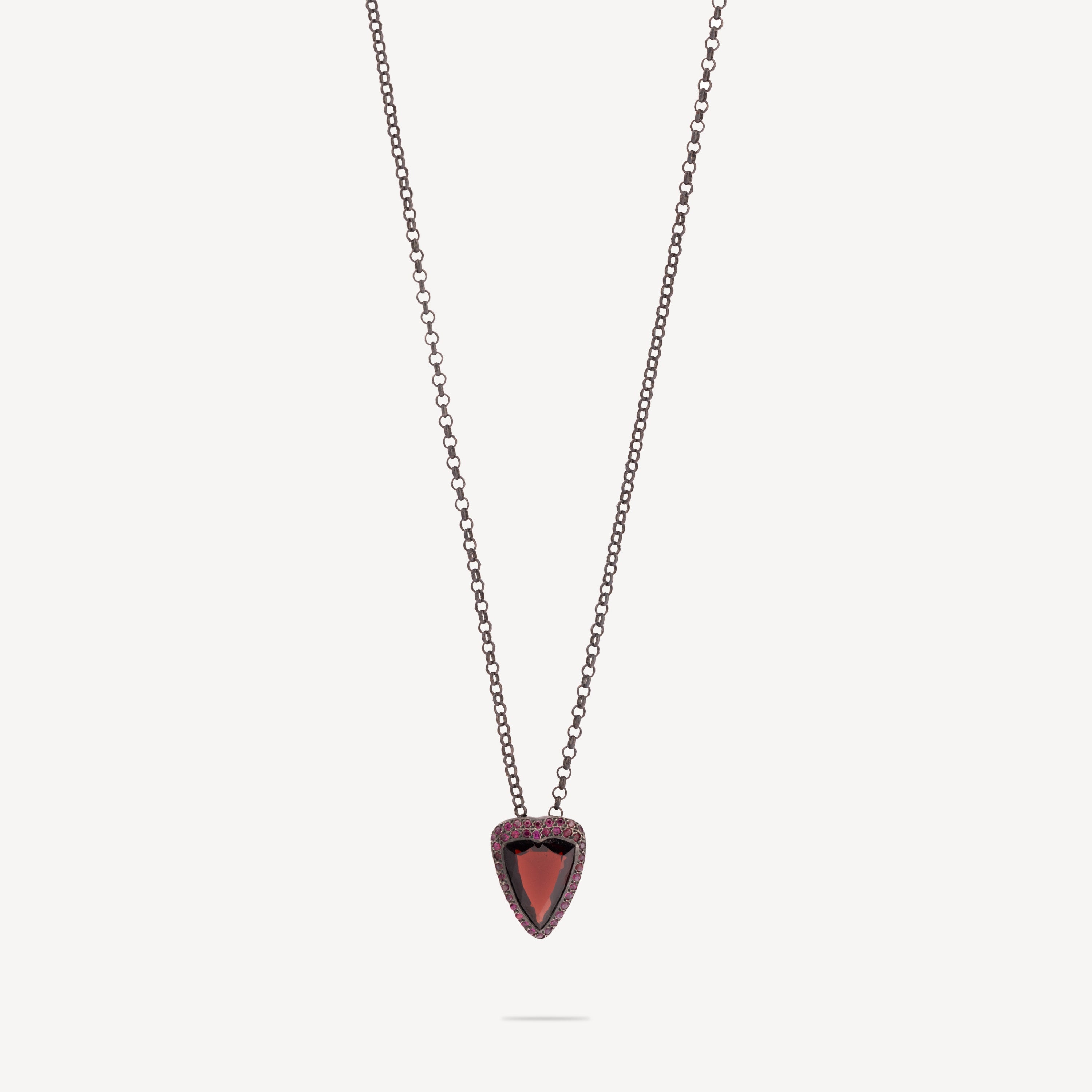 Heart necklace garnet and ruby