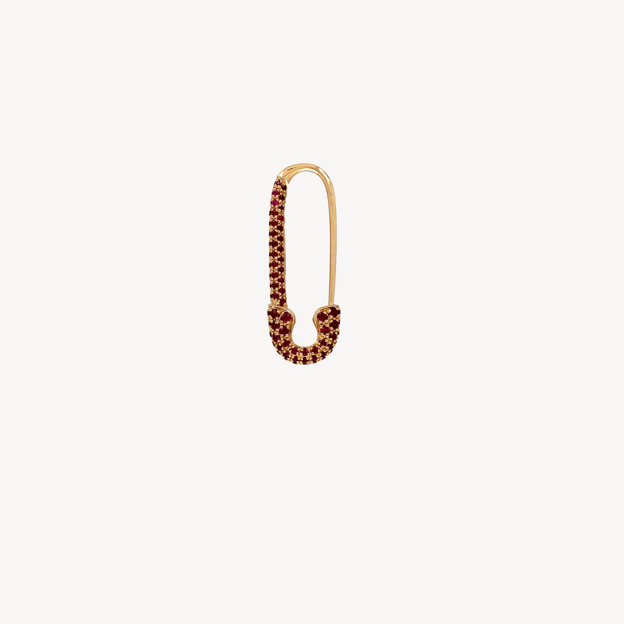 Rose Gold and Rubies Safety Pin Earring