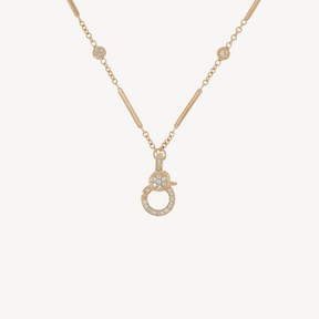 Rose gold necklace with pave diamond charm