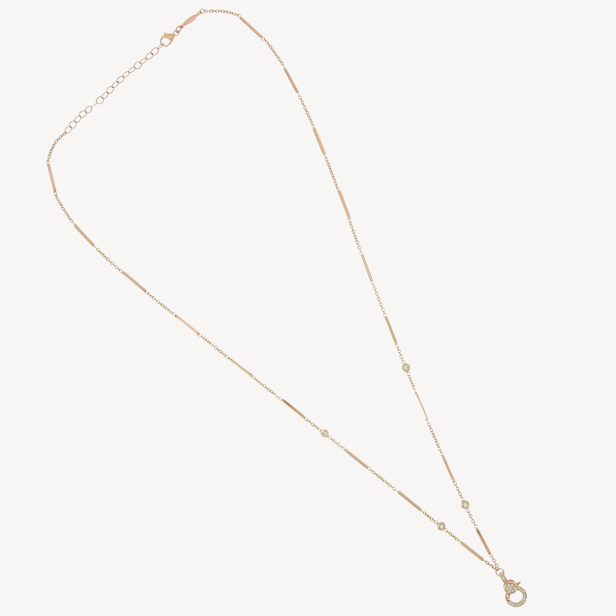 Rose gold necklace with pave diamond charm